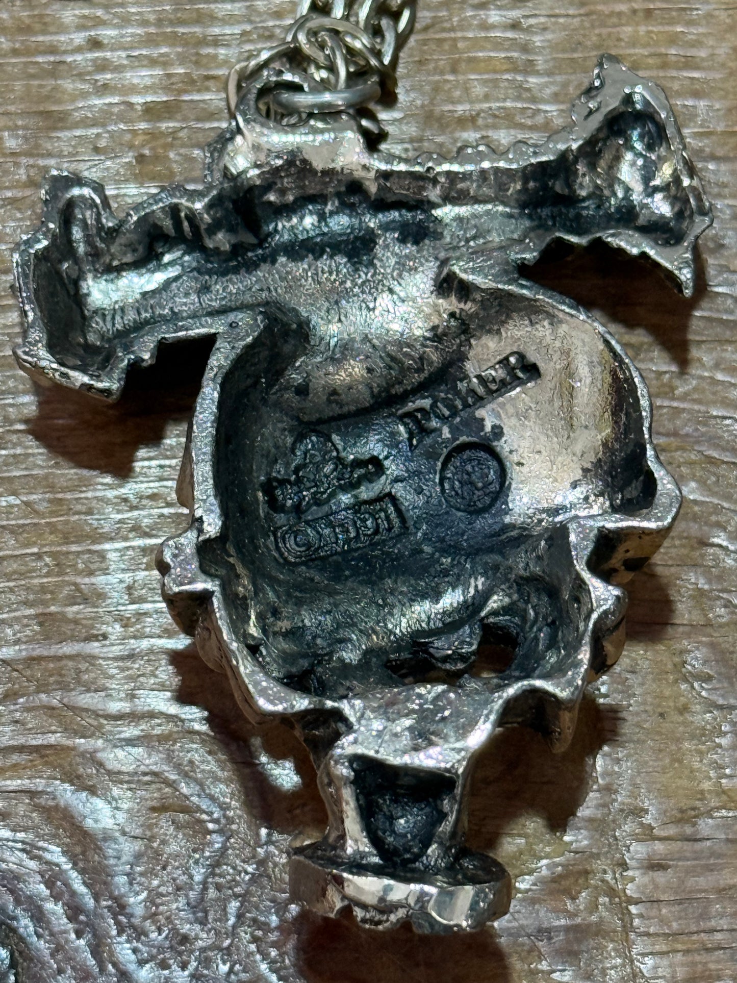 Vintage 1990s Sacred Reich Skull Gas Mask Pendant Necklace Alchemy England