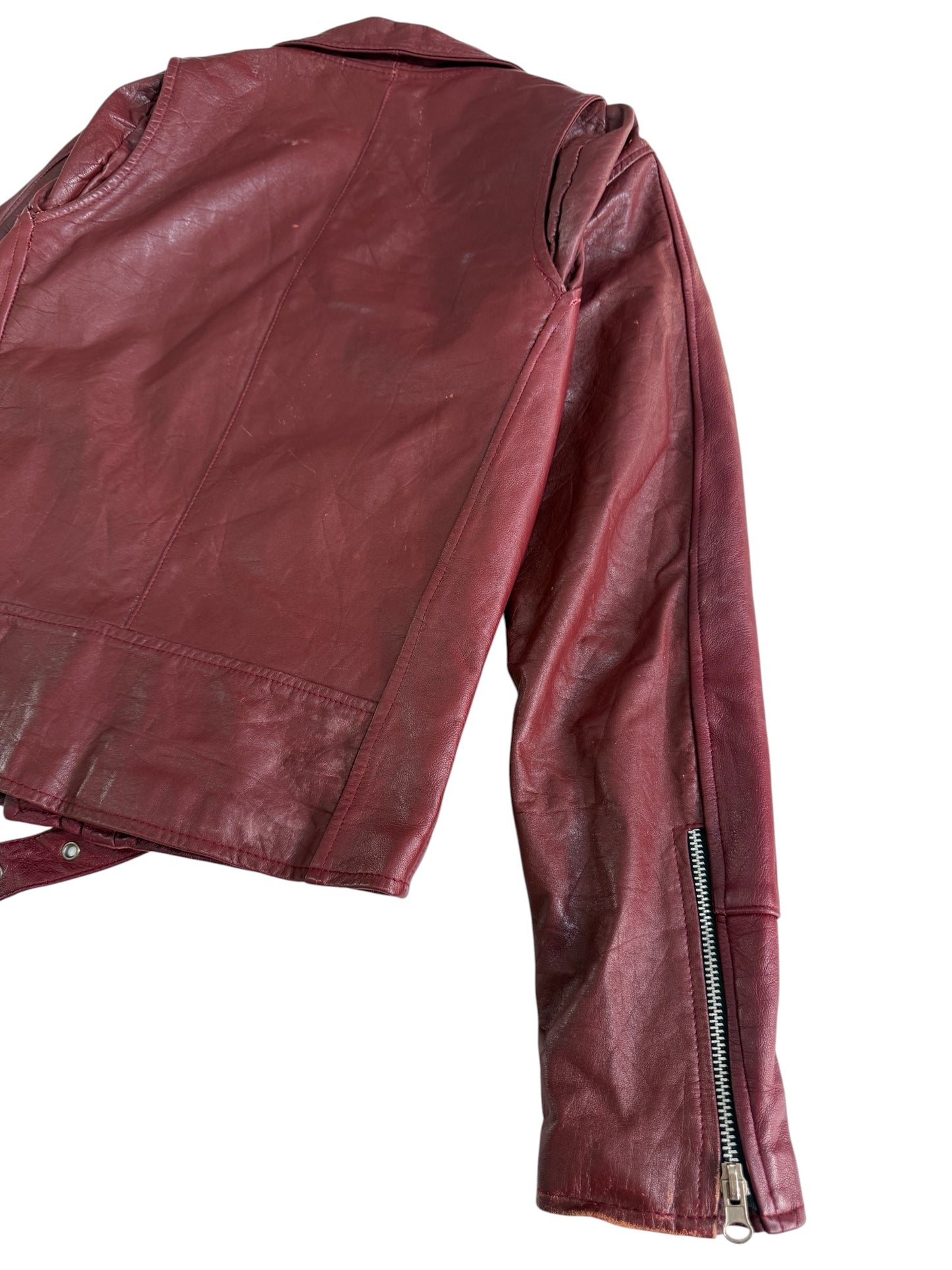 Vintage Burgundy Leather Biker Jacket Women’s Motorcycle Jacket