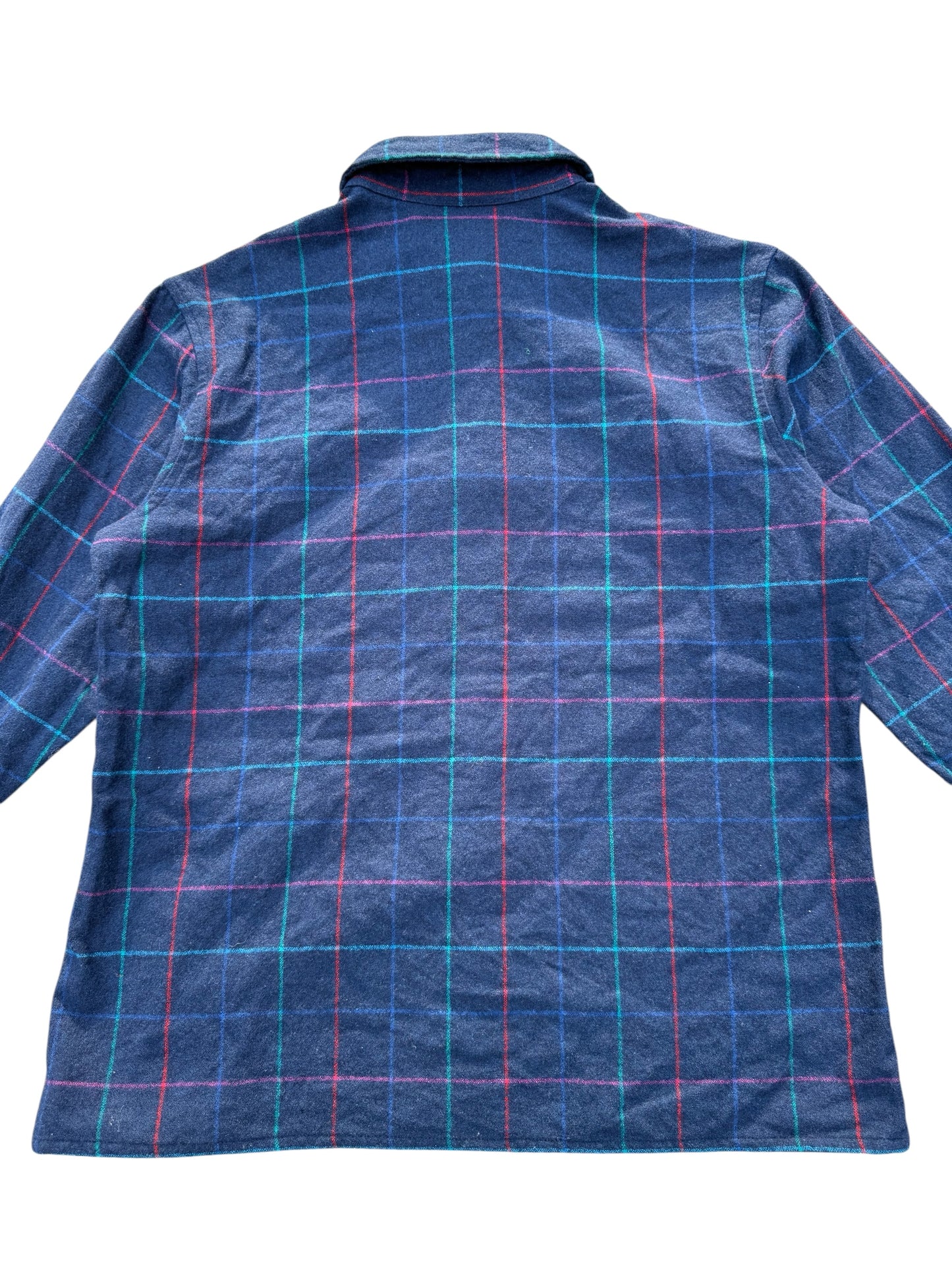Vintage Pendleton Wool Flannel Shirt Navy Check Plaid USA Made