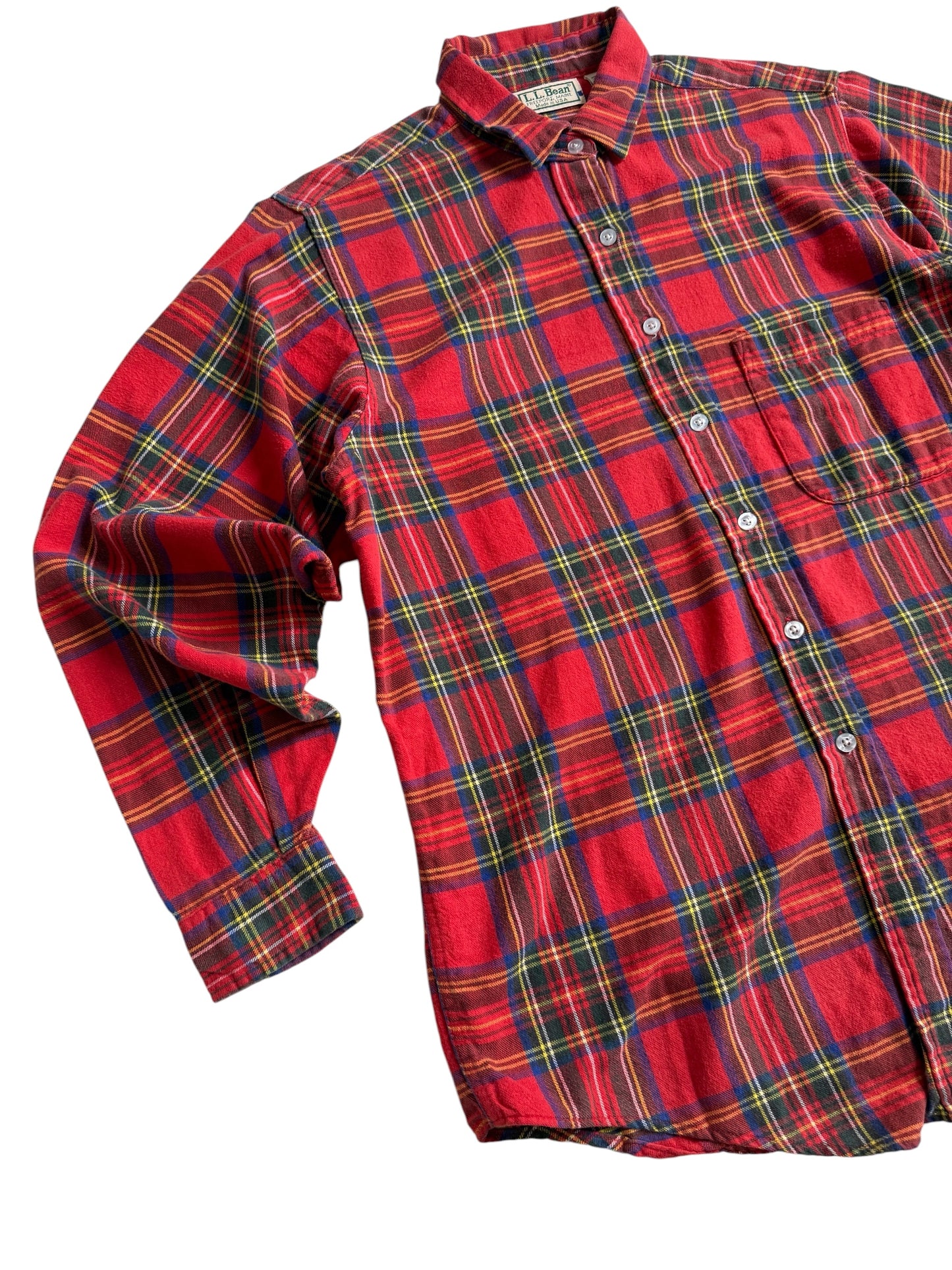Vintage LL Bean Made in USA Red Tartan Flannel Shirt