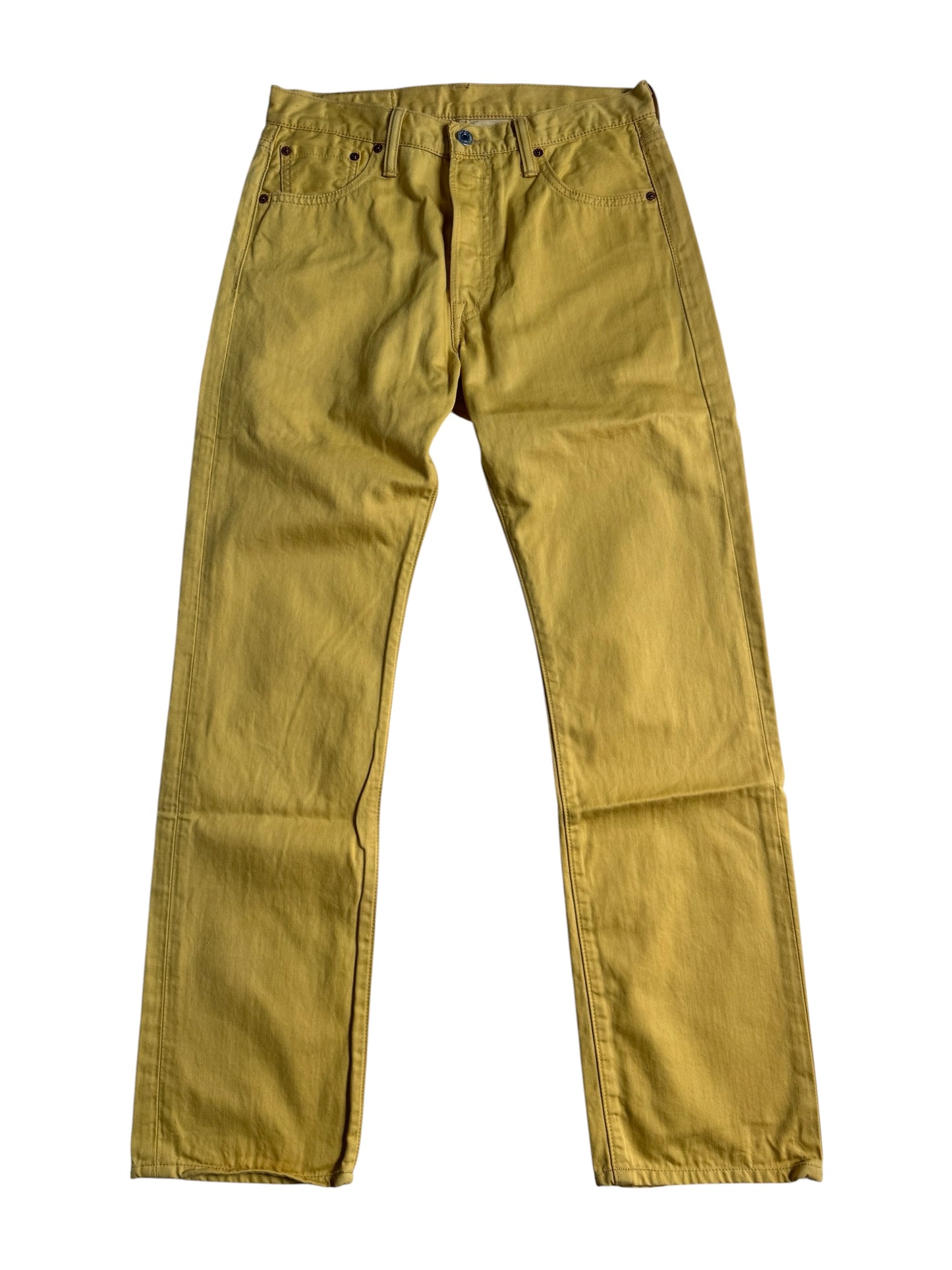 Levis 501 Mustard Yellow Denim Jeans Made in Poland