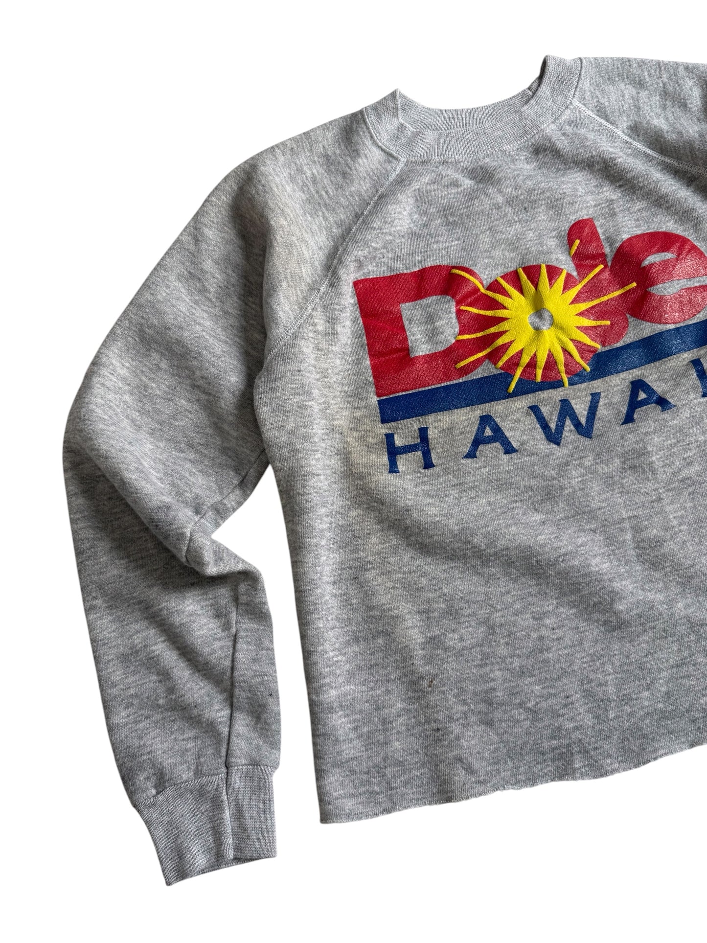 Vintage Dole Hawaii USA Made Cropped Raglan Sweatshirt Tourist Graphic