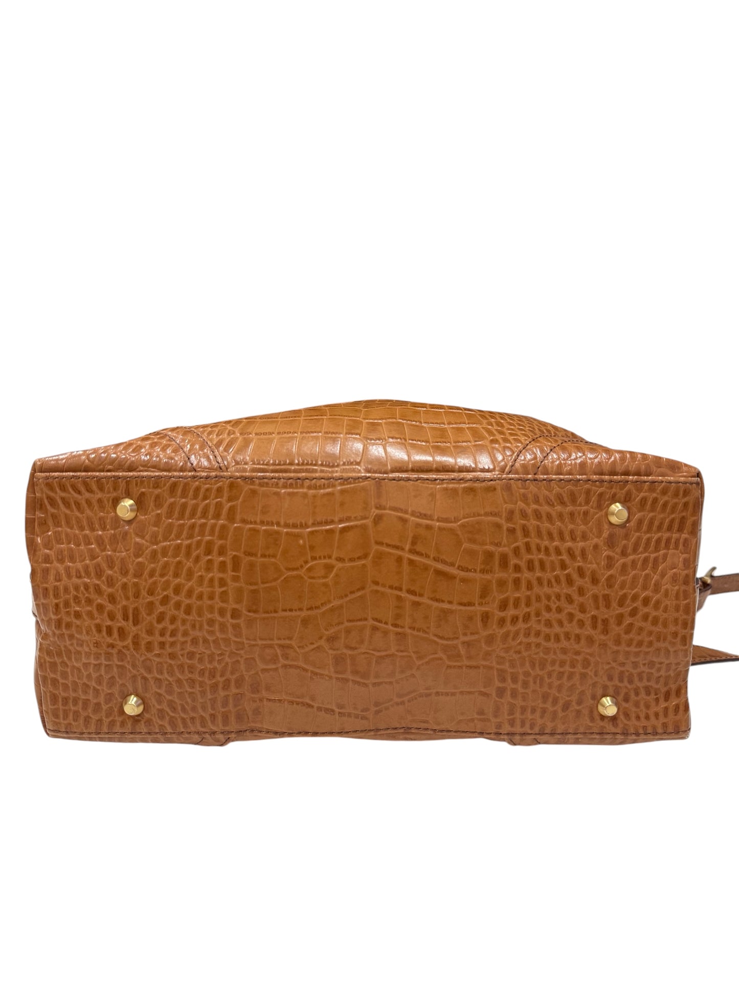 Vintage Samantha Thavasa Croc Embossed Leather Satchel Handbag 2-Way Padlock Bag