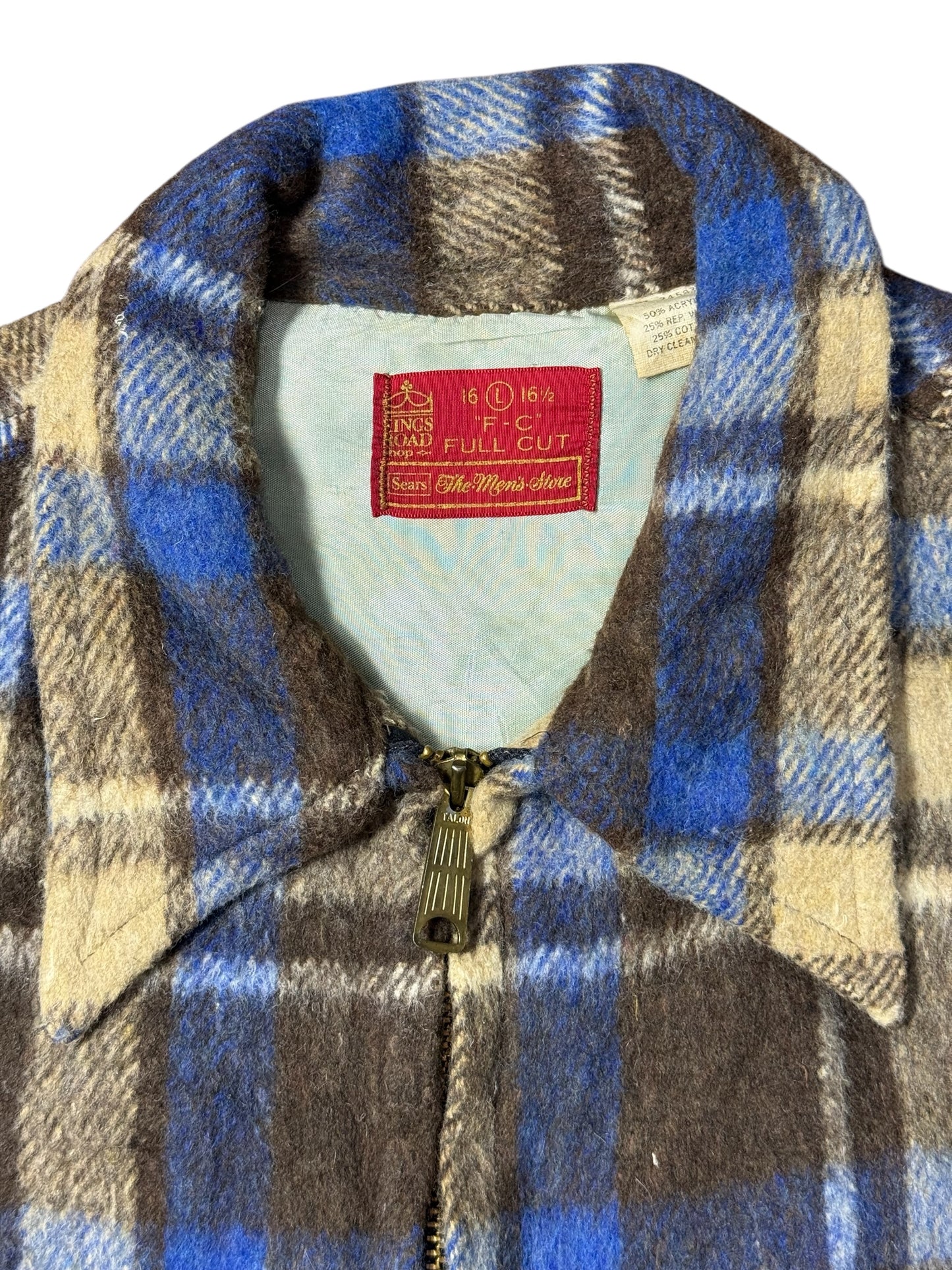 Vintage 1950s-60s Sears Kings Road Wool Plaid Jacket USA Made