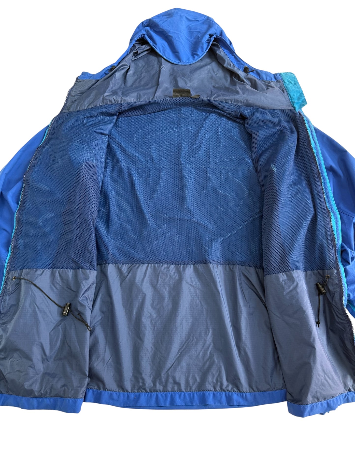 Vintage 1990s Patagonia Hooded Rain Jacket Blue Outdoor Shell Windbreaker