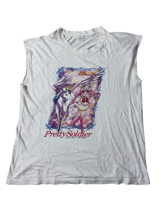 Vintage Sailor Moon Pretty Soldier Cut Off Sleeve Anime Tshirt