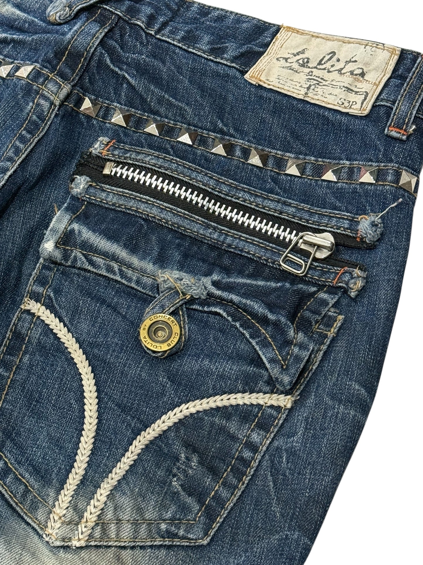 Vintage Y2K Lolita Goth Punk Flared Studded Jeans