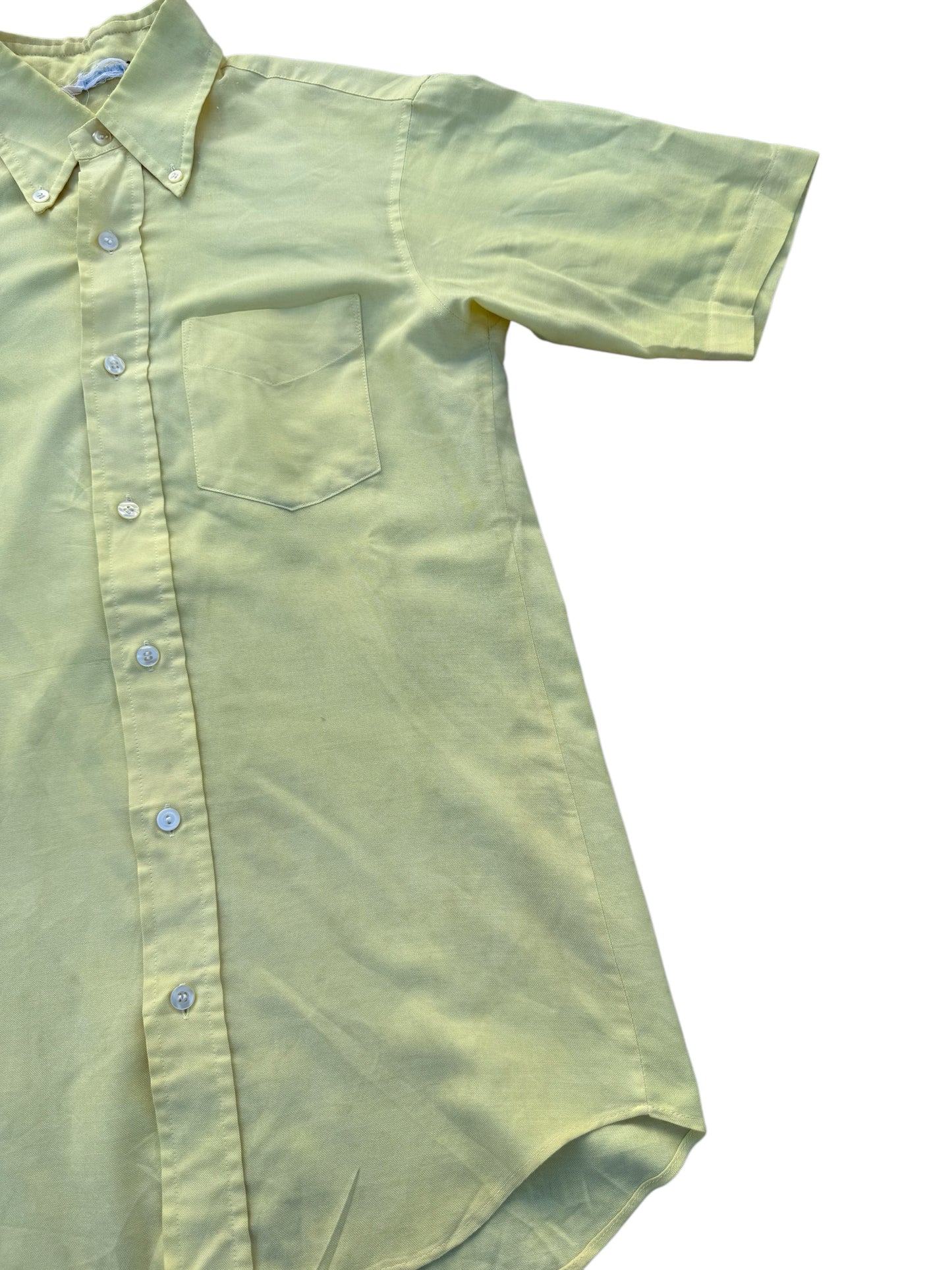 Vintage 70s–80s FANCYING Yellow Button-Down Short Sleeve Shirt