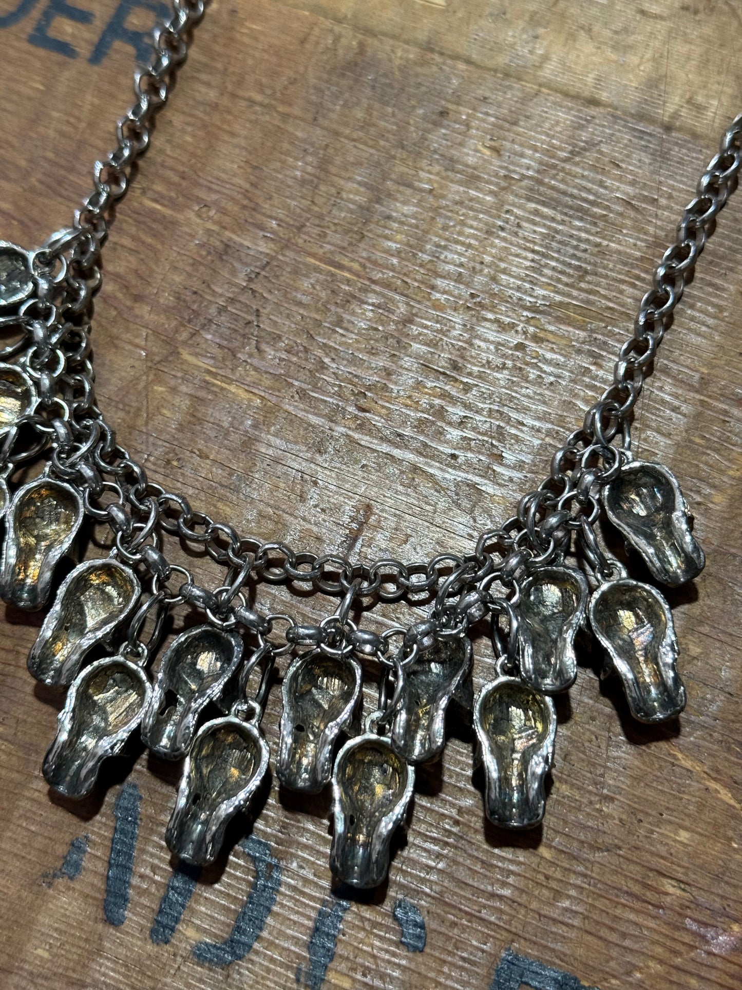 Vintage Gothic Multi Skull Charm Statement Necklace
