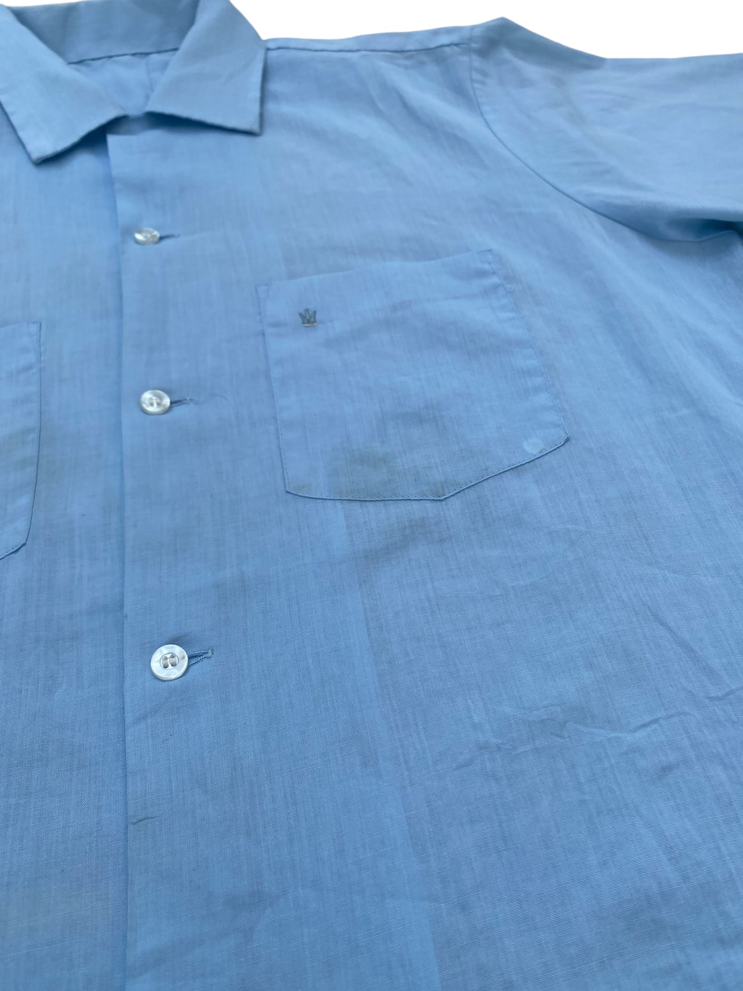 Vintage 70s Sky Blue Short Sleeve Shirt