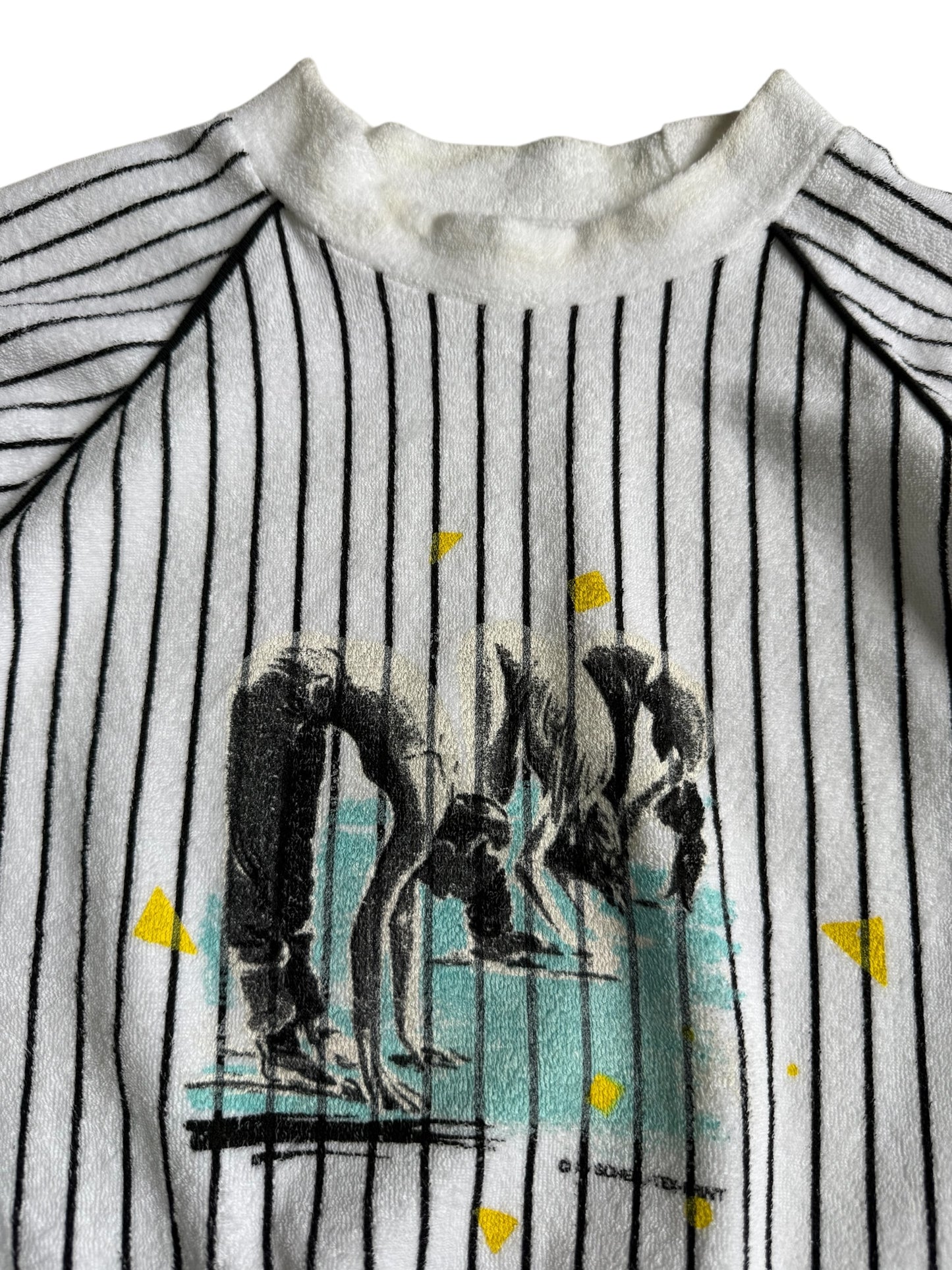 Vintage 1970s-80s West Germany Jazz Graphic Striped Terry Cloth Sweatshirt
