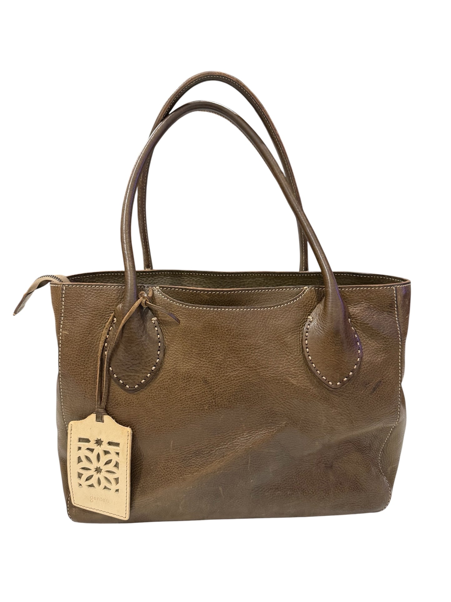 Genten Handcrafted Leather Tote Bag Charm Removable Pouch Japanese Tool Bag