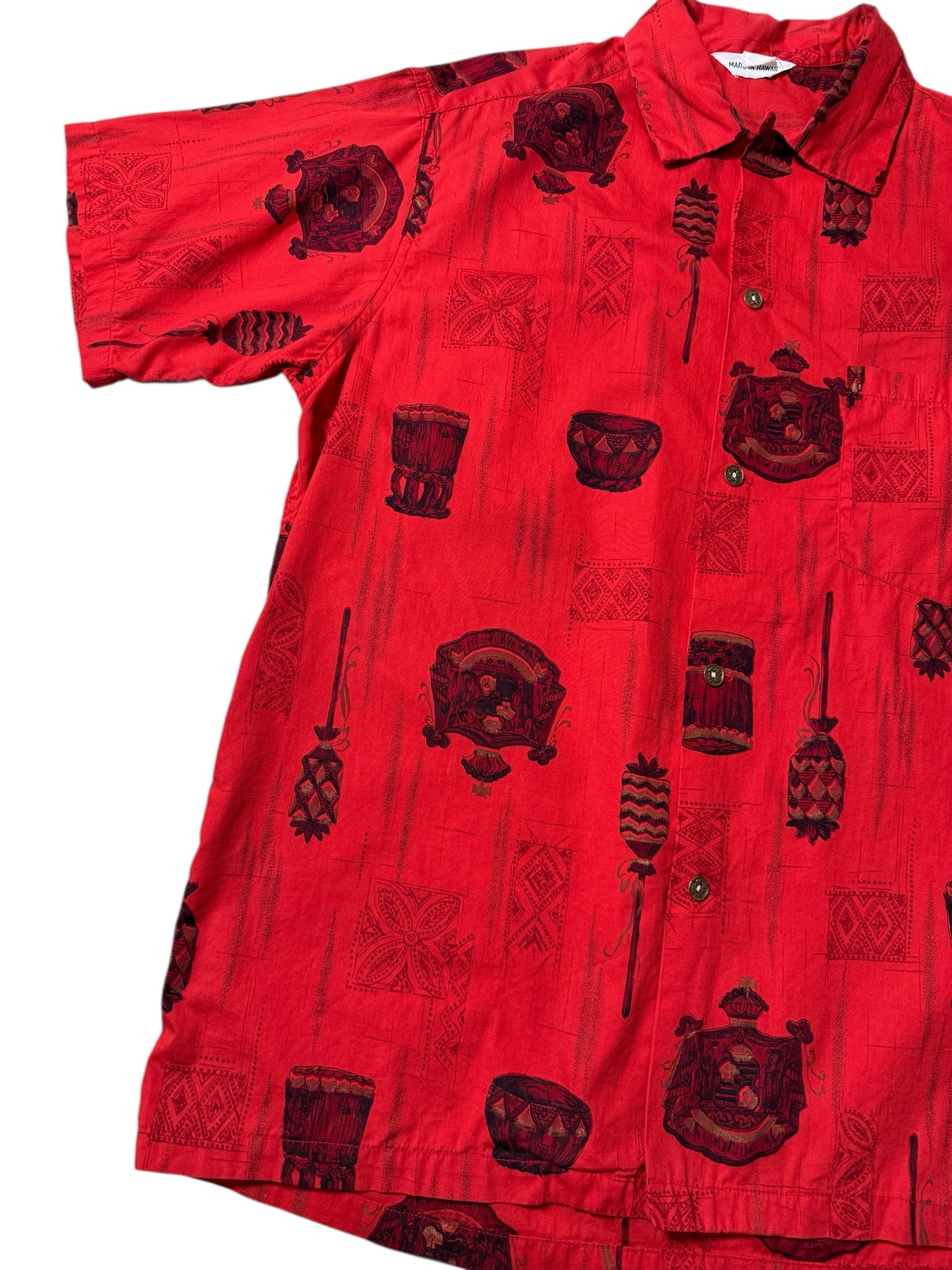 Vintage Made in Hawaii Red Printed Aloha Shirt