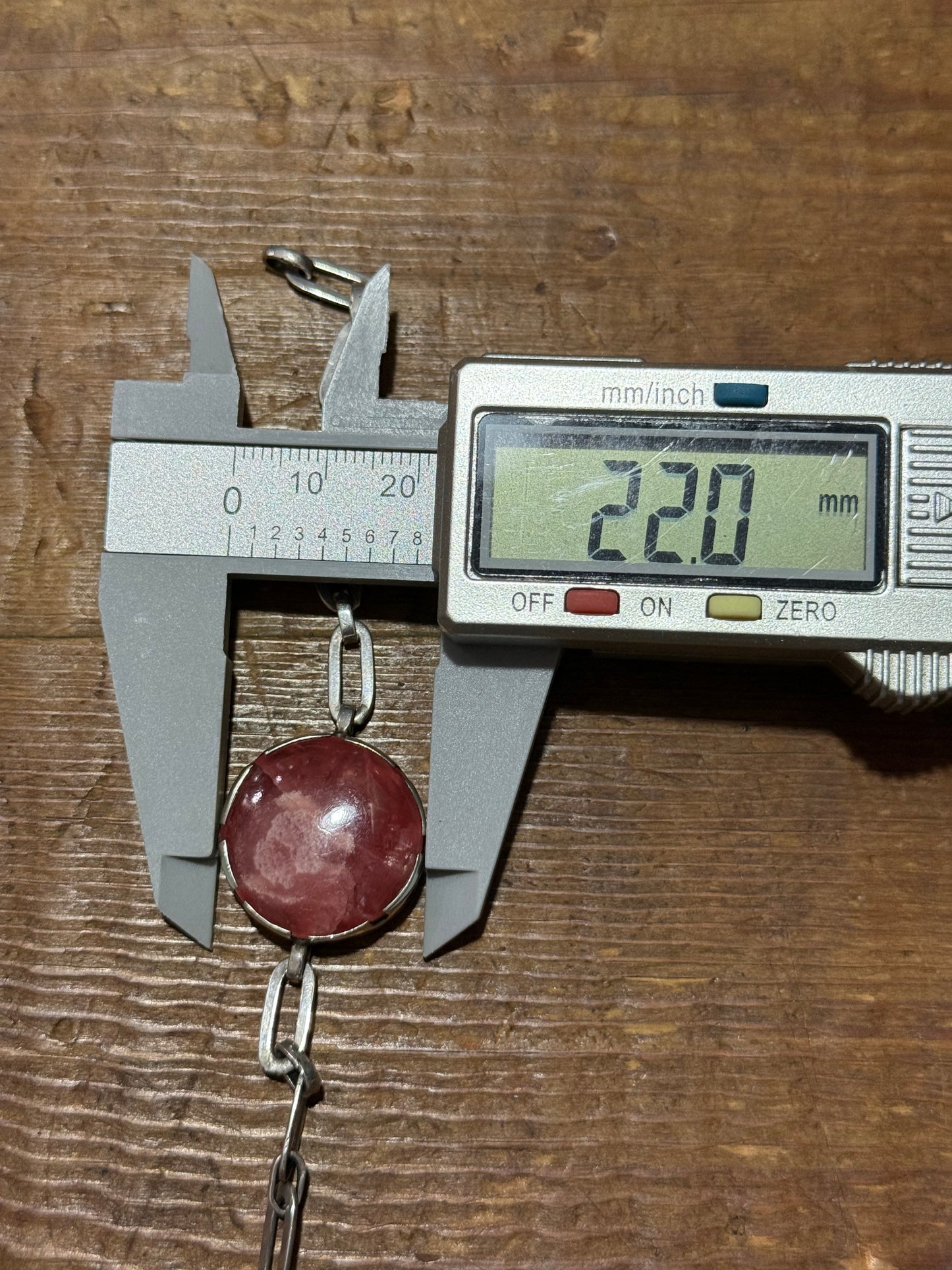 Vintage Red Stone Bracelet Sterling Silver Chain Link
