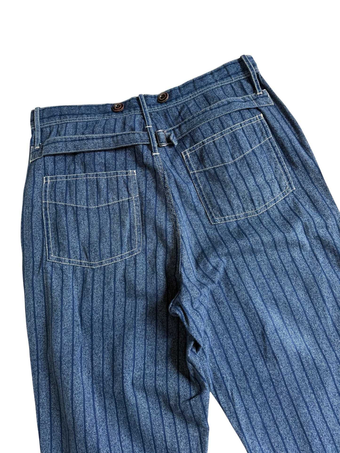 Vintage J.S Homestead Pinstripe Denim Work Pants Utility Pocket Made in Japan
