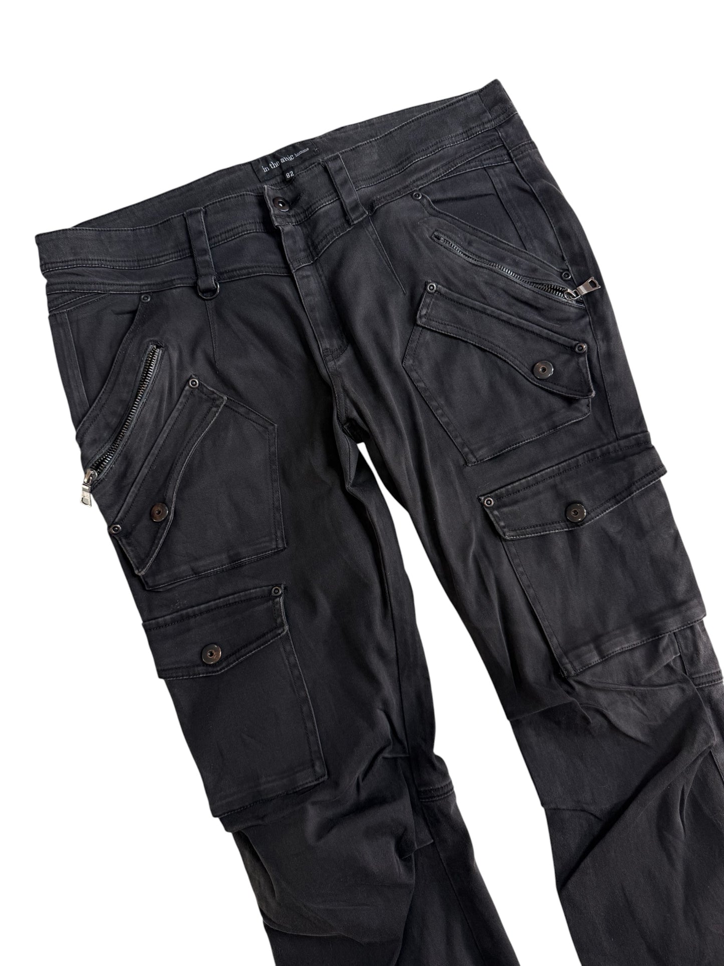 In The Attic Homme Multi Pocket Cargo Pants Black