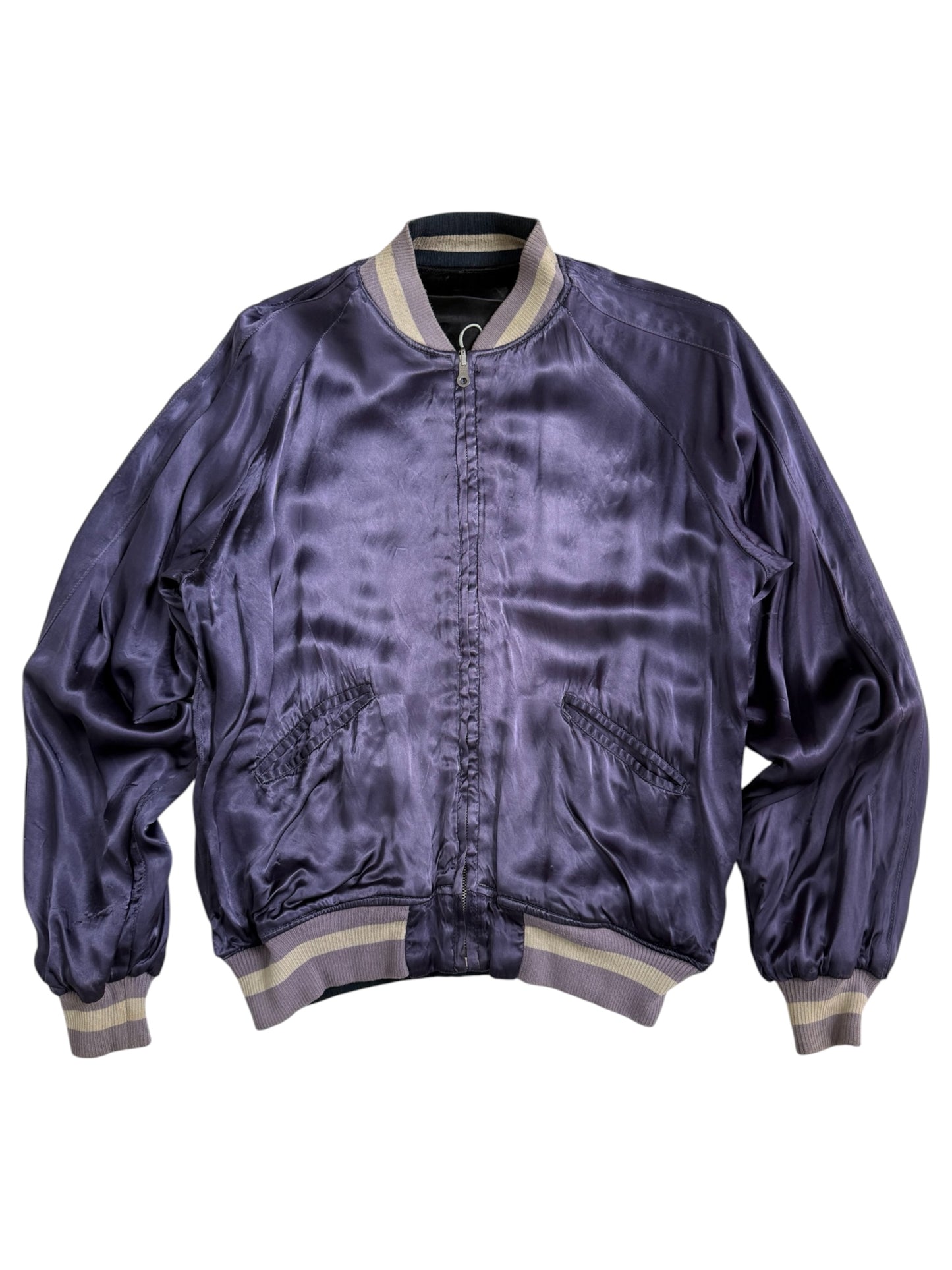 Vintage Seilin & Co Japan Reversible Rayon Sukajan Souvenir Jacket Embroidery