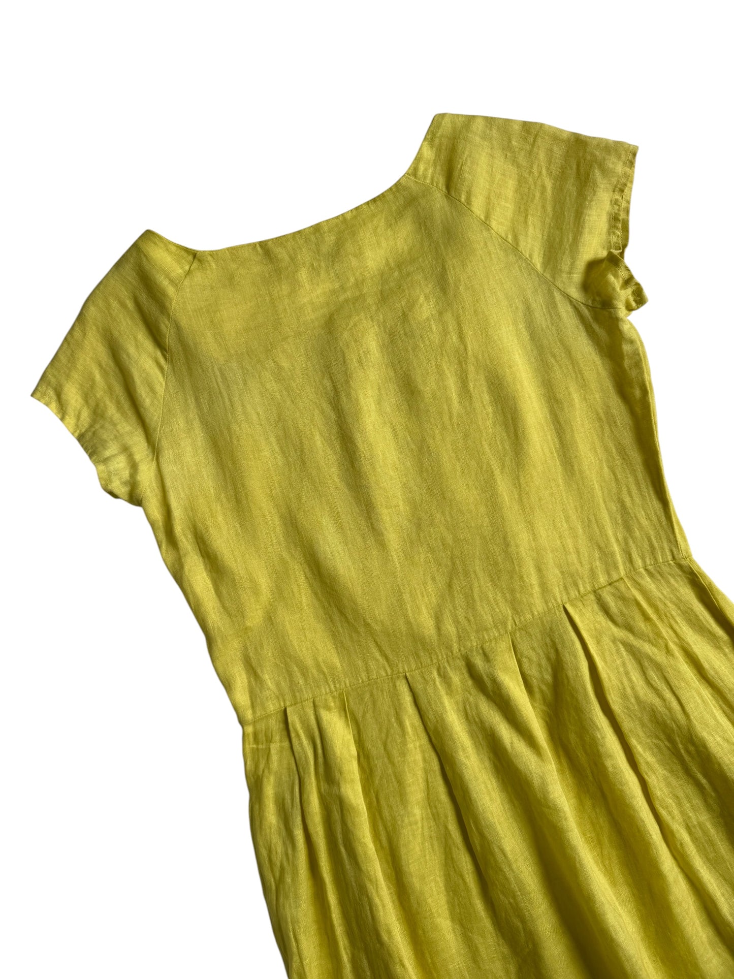 120% Lino Italy Linen Yellow Midi Dress
