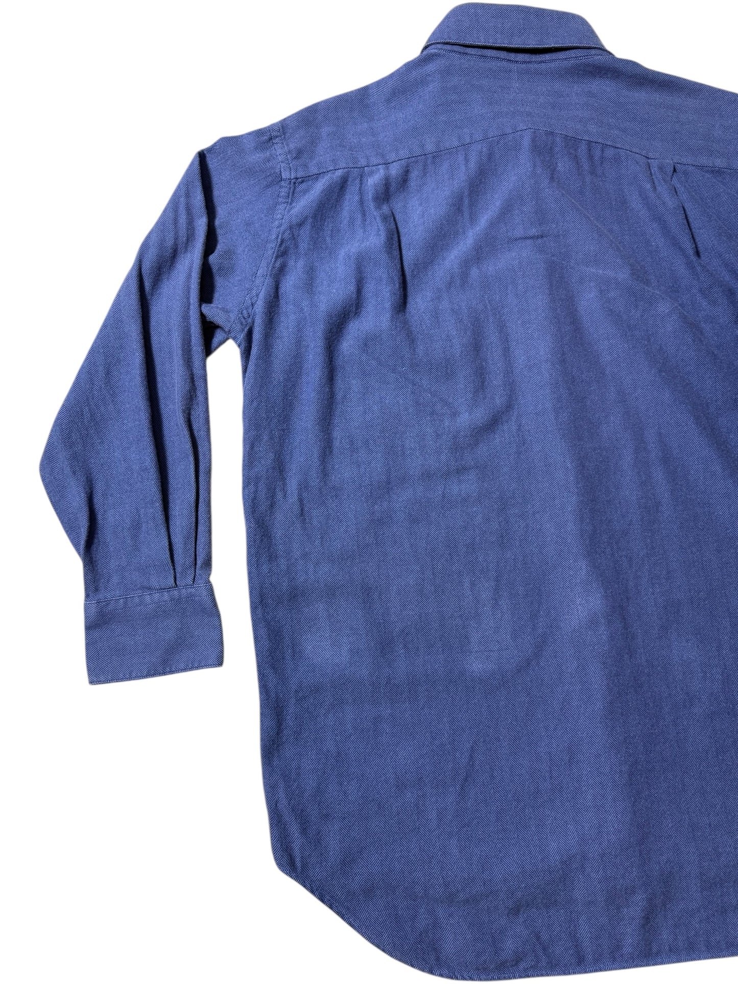 Vintage Tom James HBT Work Shirt USA Made Indigo Blue Executive Collection
