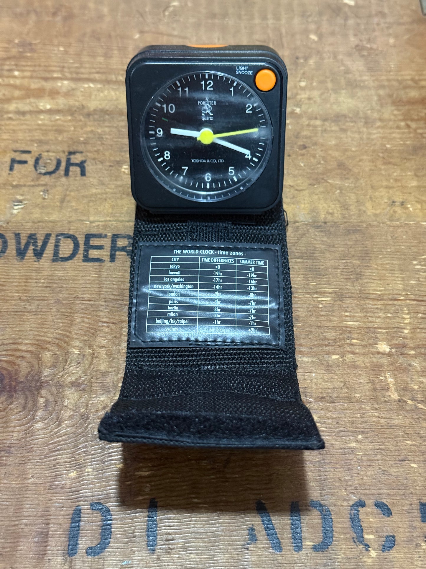 Porter Yoshida & Co Travel Alarm Clock Black Pouch Japan Quartz