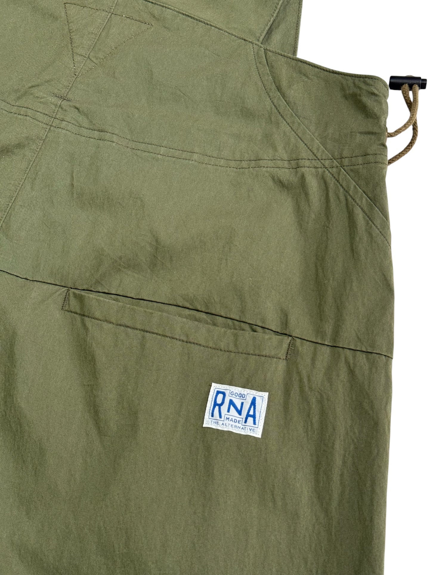 RNA The Alternative Syndrome Adjustable Military Bib Overalls Olive Green Wide Leg