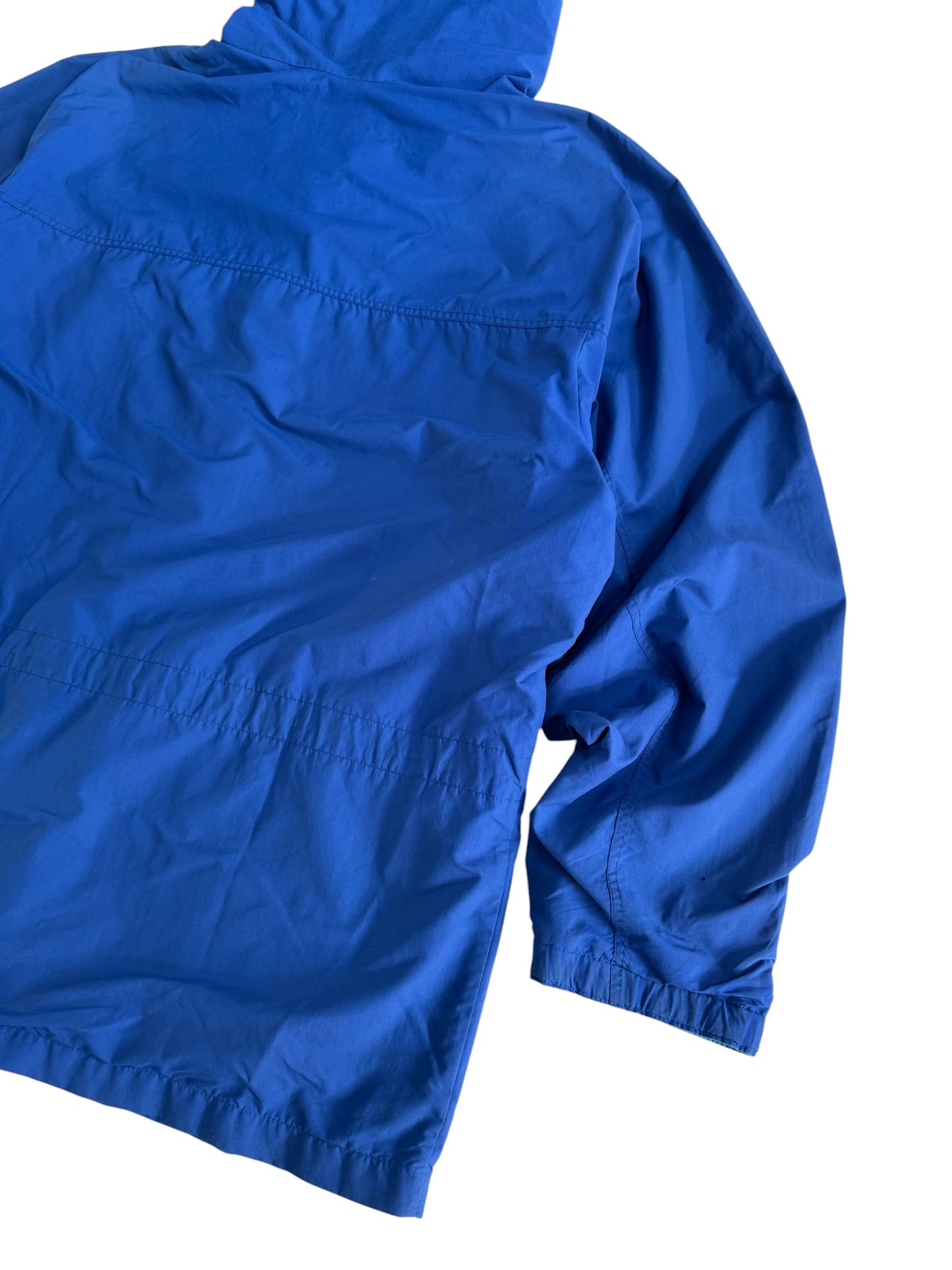 Vintage 1990s Patagonia Hooded Rain Jacket Blue Outdoor Shell Windbreaker