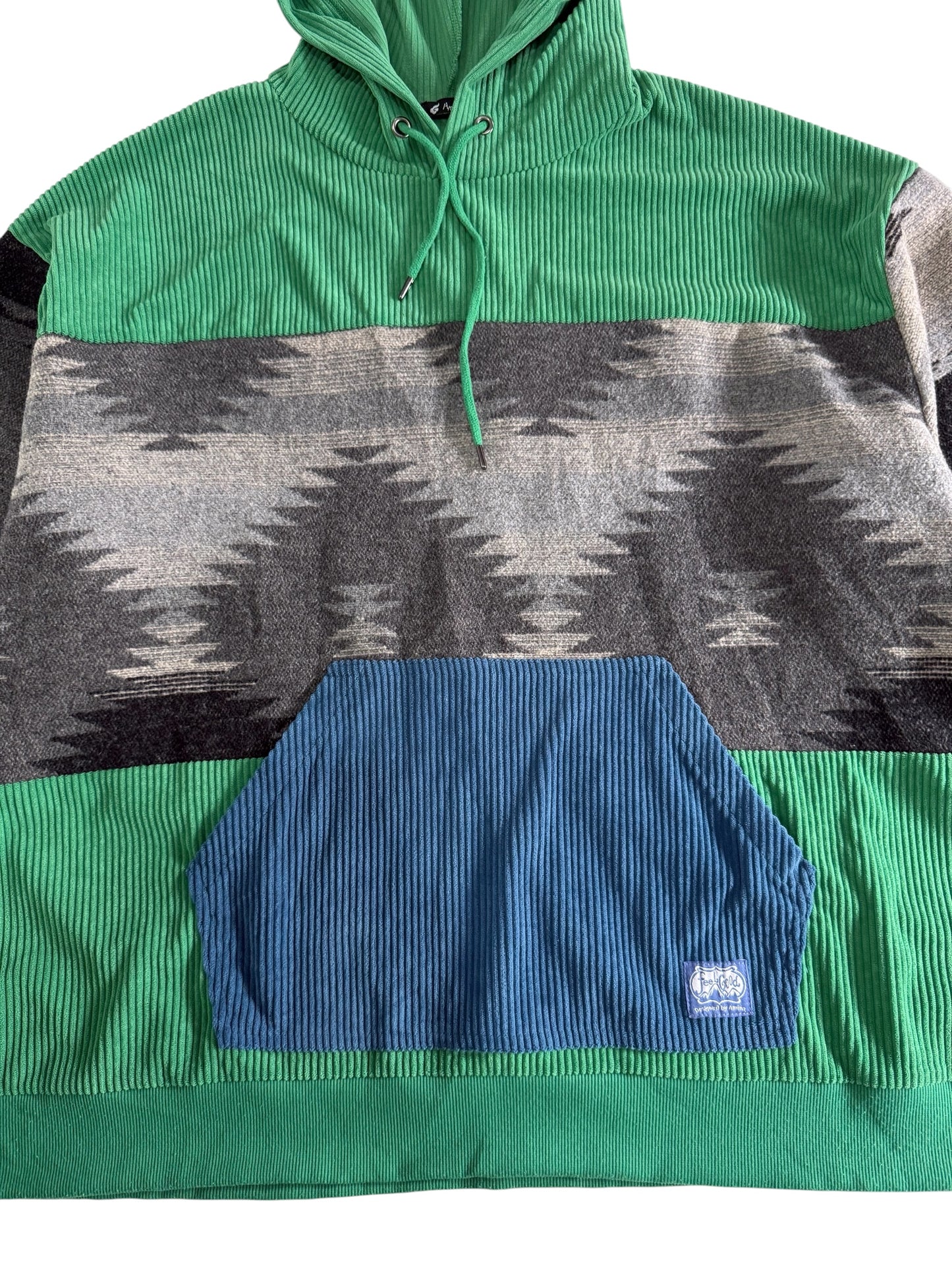 Amina Corduroy Baja Hoodie Southwestern Pullover Jacket