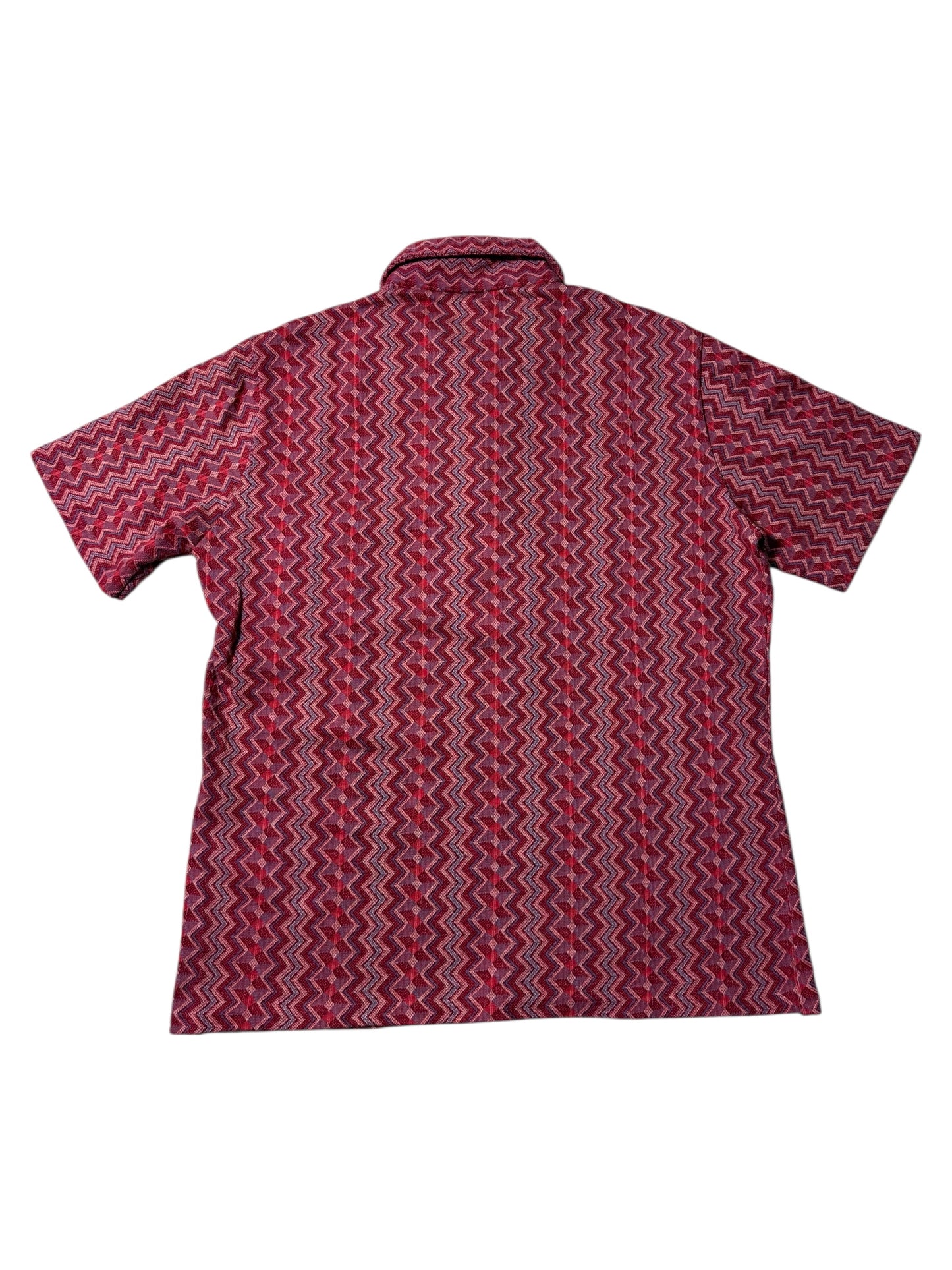 True Vintage 1950s–60s Hartog for May Co Woven Jacquard Shirt Zigzag Pattern