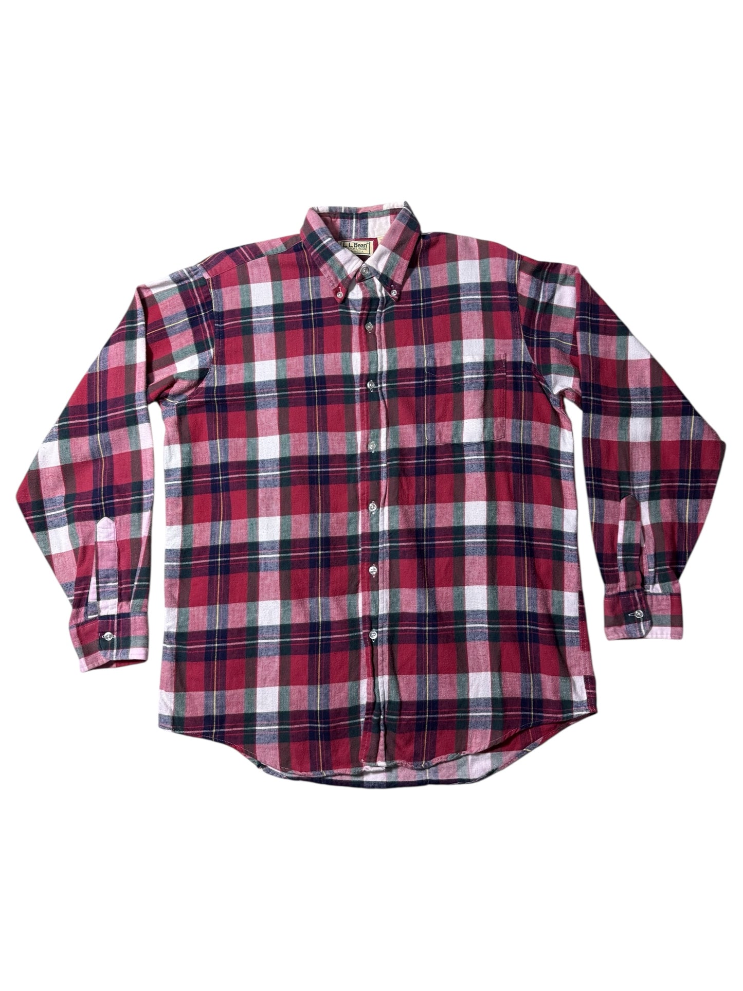 Vintage 1980s LL Bean Plaid Flannel Shirt Made in USA Button Down