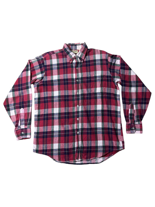 Vintage 1980s LL Bean Plaid Flannel Shirt Made in USA Button Down
