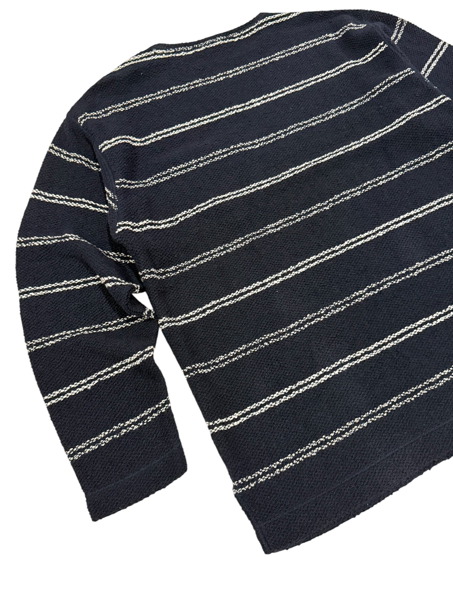 Vintage Andrea Fenzi Messer Fritz Striped Sweater Knit Button Shoulder Pocket Italy