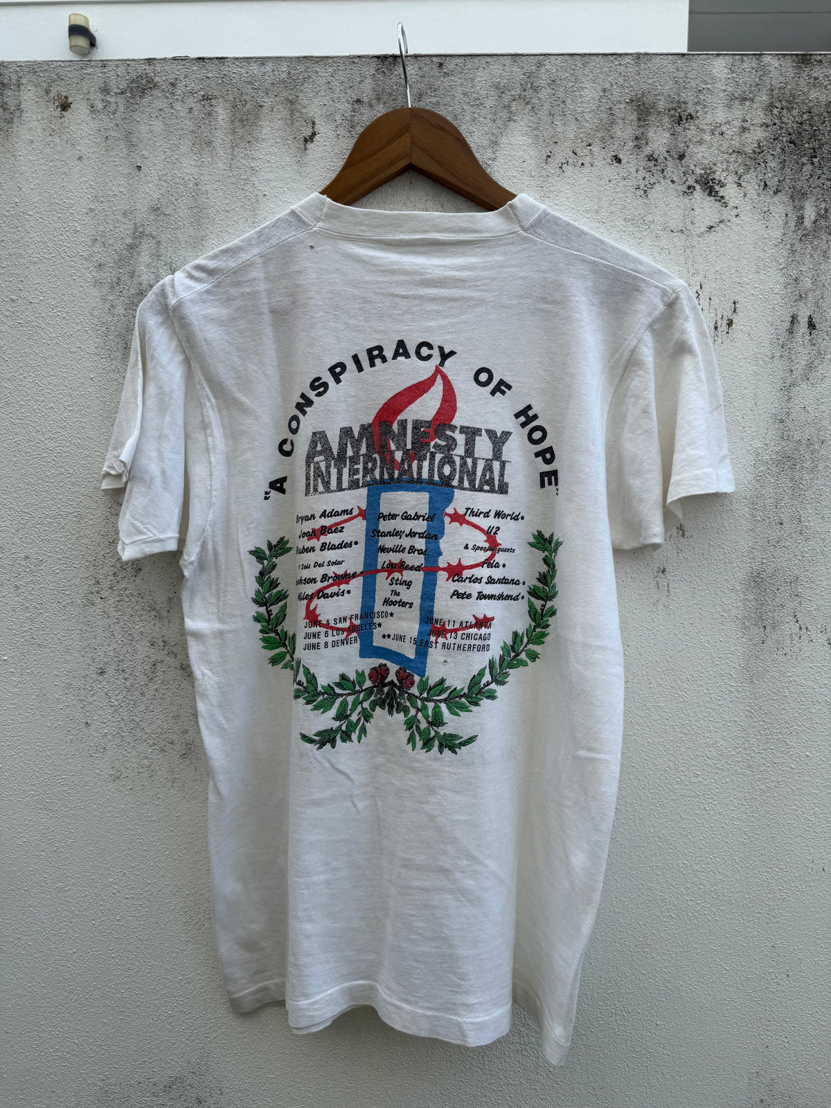 Vintage 1986 Amnesty International A Conspiracy Of Hope Concert Tour Tshirt