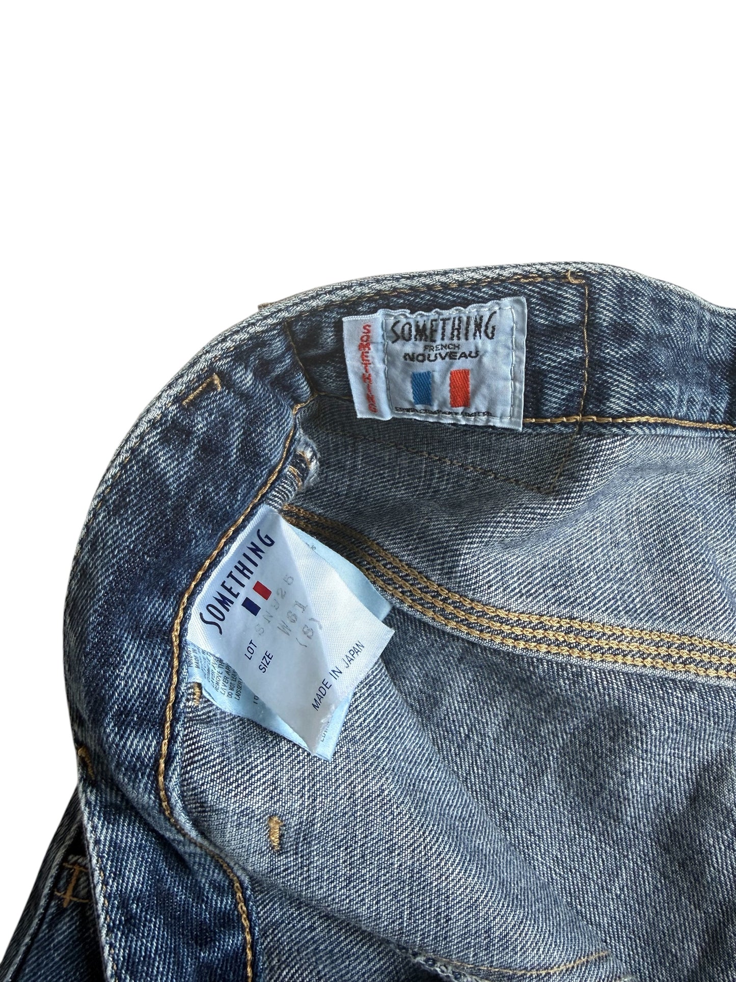 Vintage Something French Nouveaux Wide Leg Denim Jeans Made in Japan