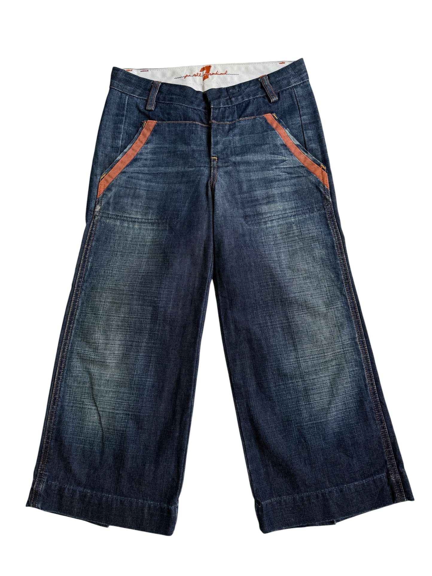 Vintage Y2K 7 For All Mankind Wide Leg Denim Culottes Made in USA