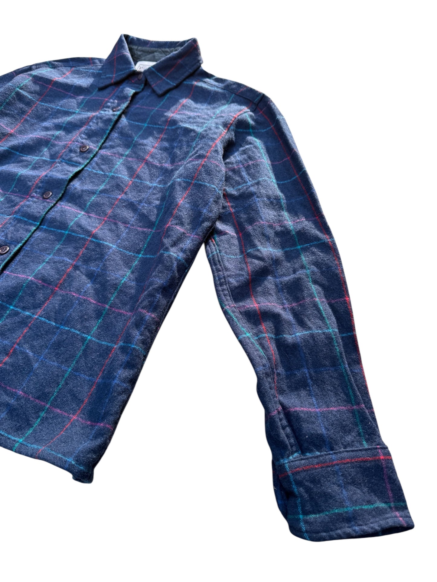 Vintage Pendleton Wool Flannel Shirt Navy Check Plaid USA Made