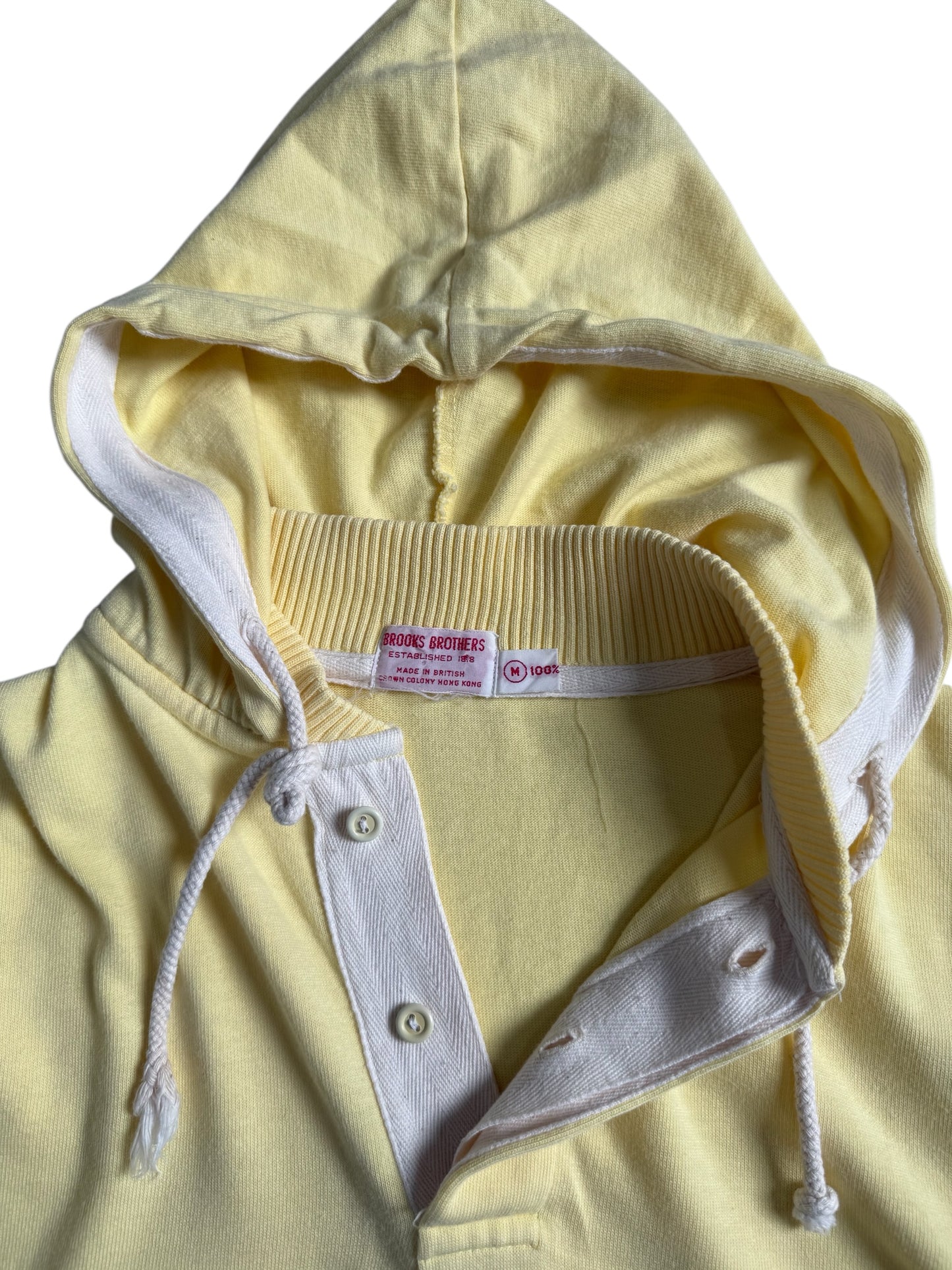 Vintage Brooks Brothers Pullover Hoodie Yellow Cotton Made in British