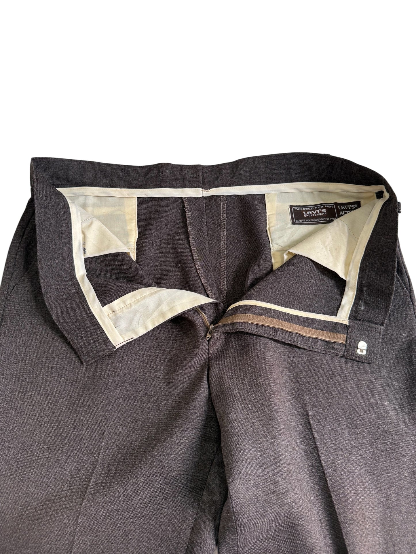 Vintage 1970s-80s Levis Action Slacks Brown Dress Trousers