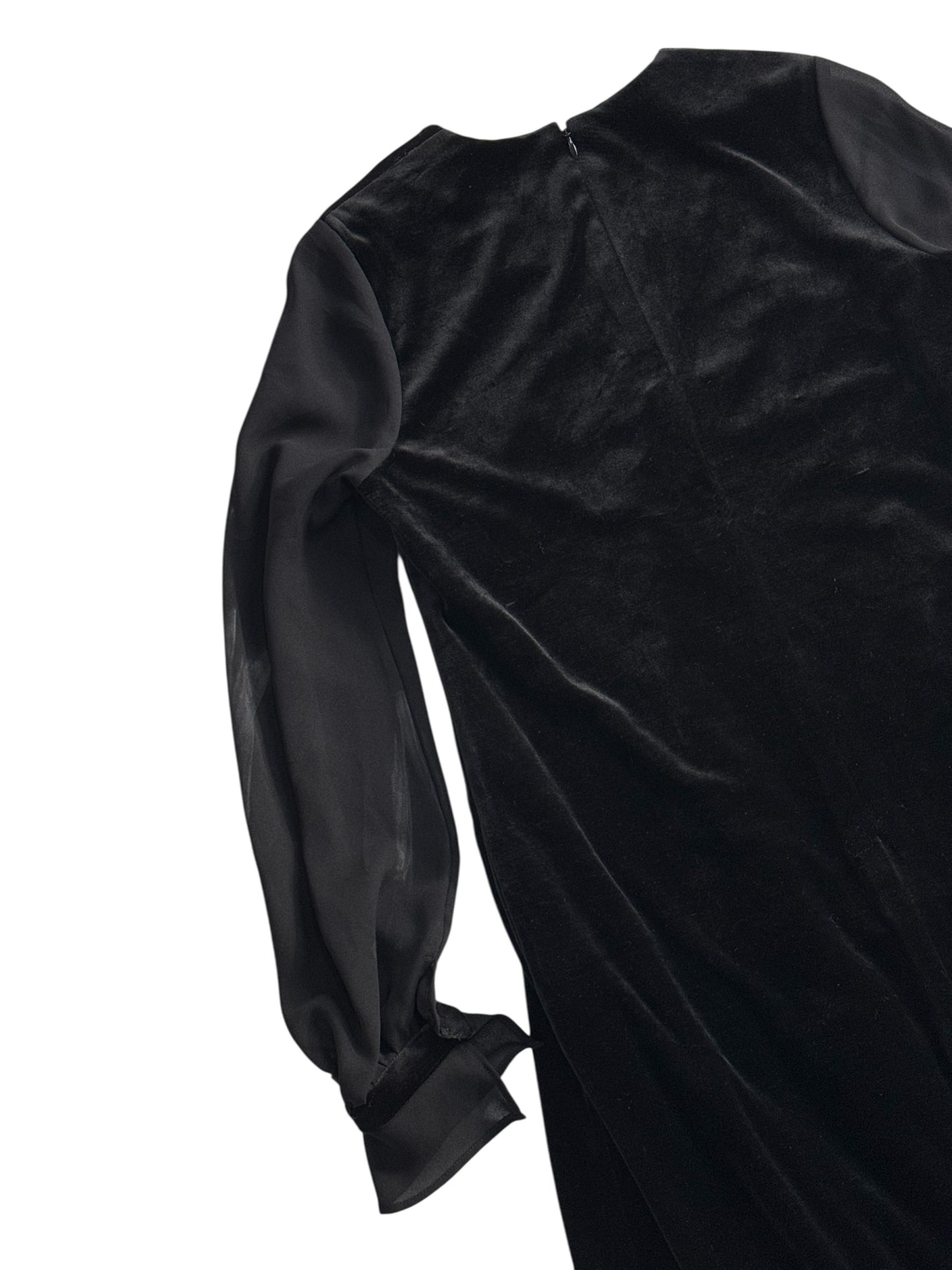 Karl Lagerfeld Limited Edition Black Velvet Dress Sheer Sleeve Minimal A Line