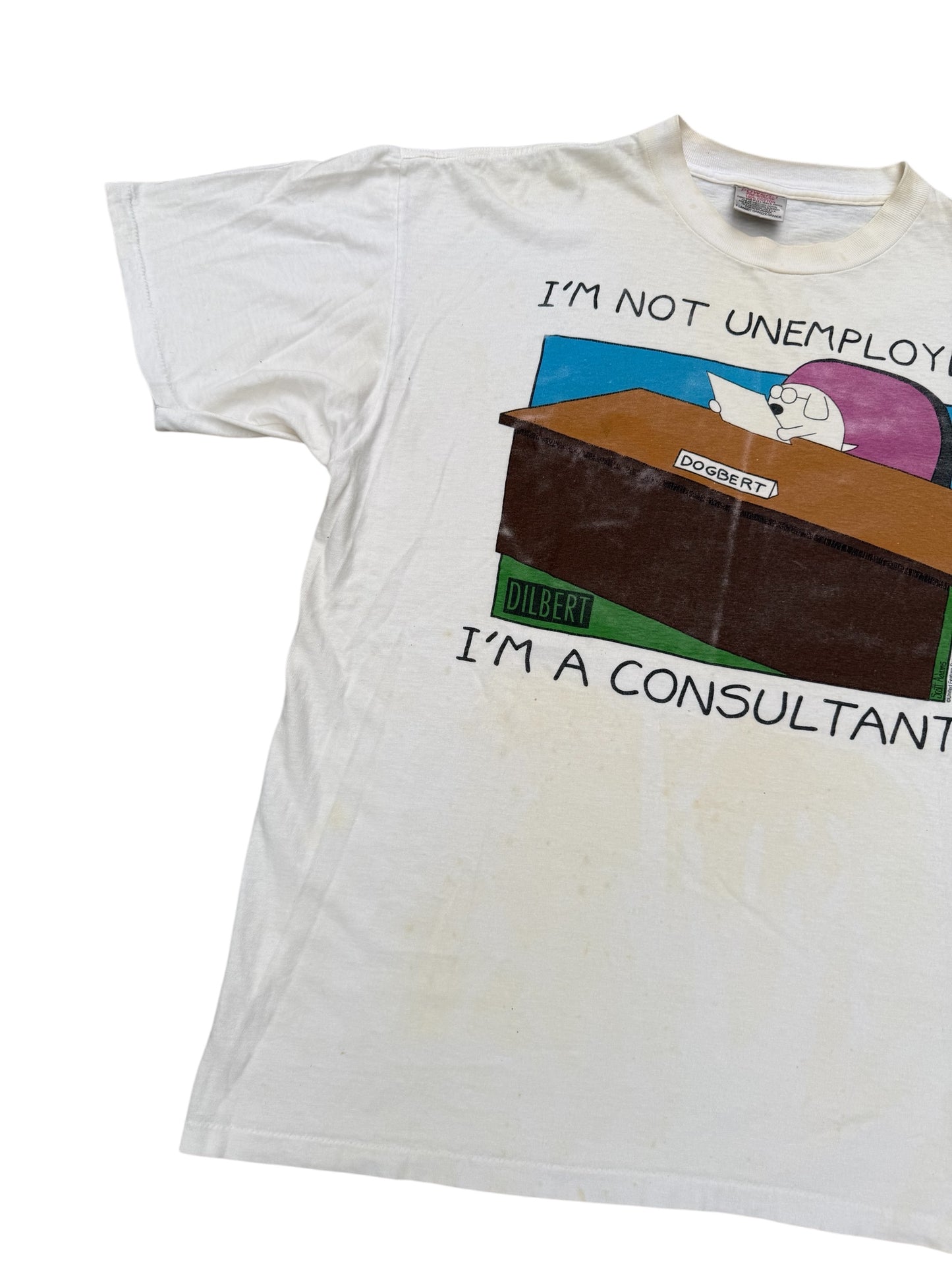 Vintage Dilbert “I’m Not Unemployed, I’m A Consultant” Tee (Dogbert Comic, 1990s)
