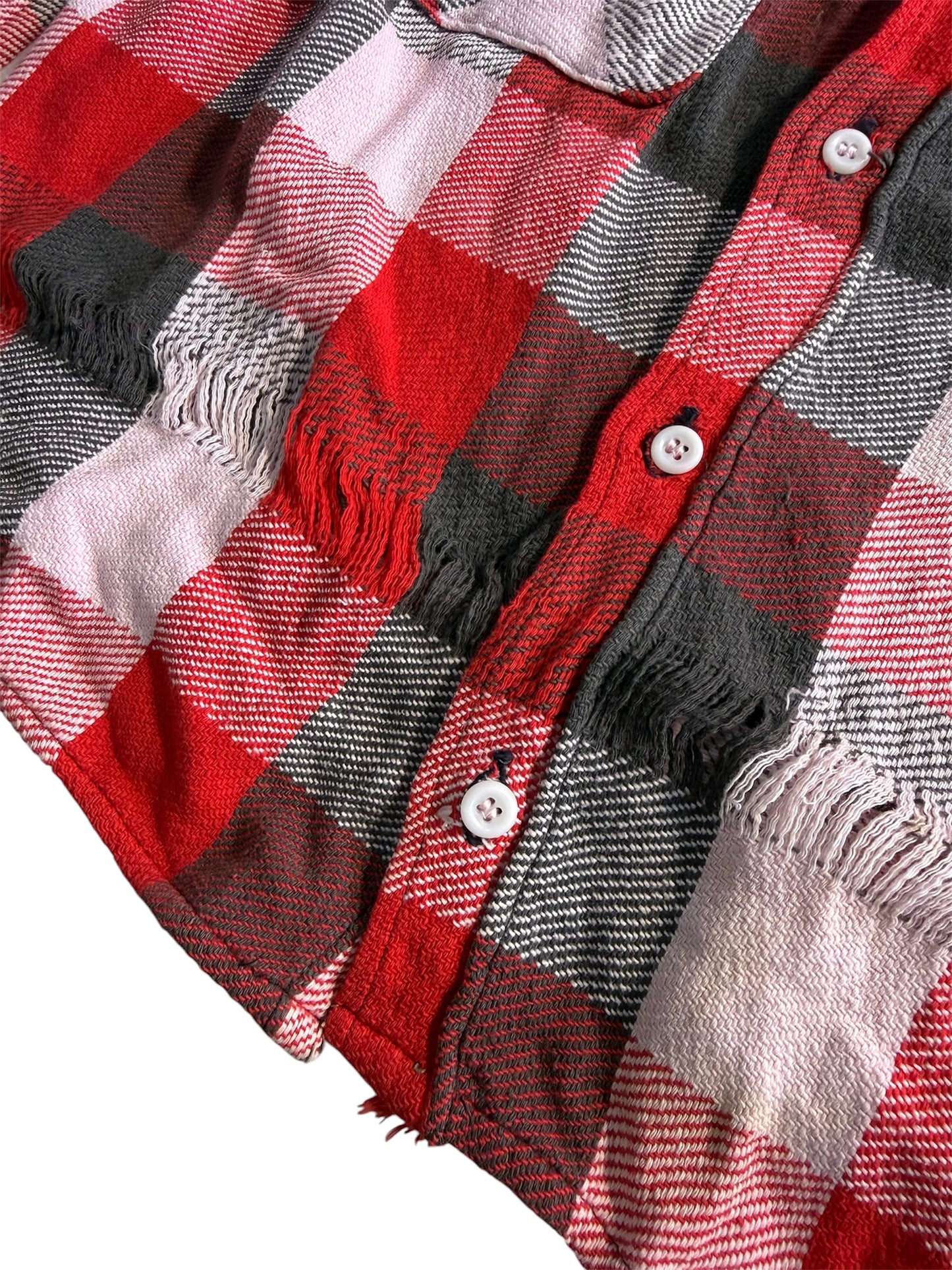 Vintage Distressed Plaid Flannel Shirt