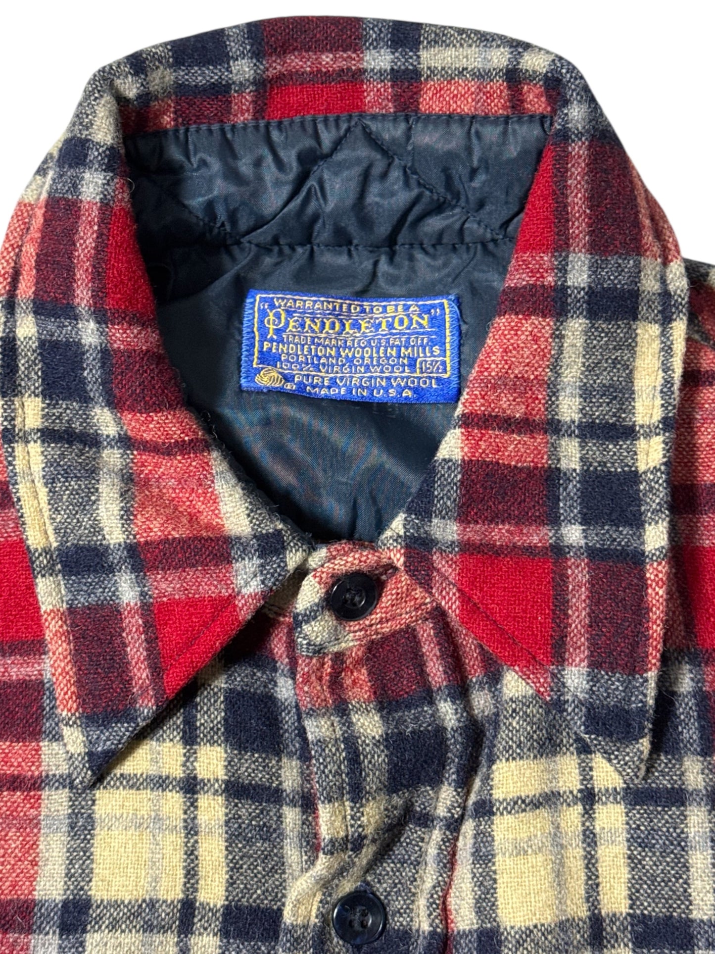 Vintage 1980s Pendleton Plaid Wool Flannel Shirt USA Made