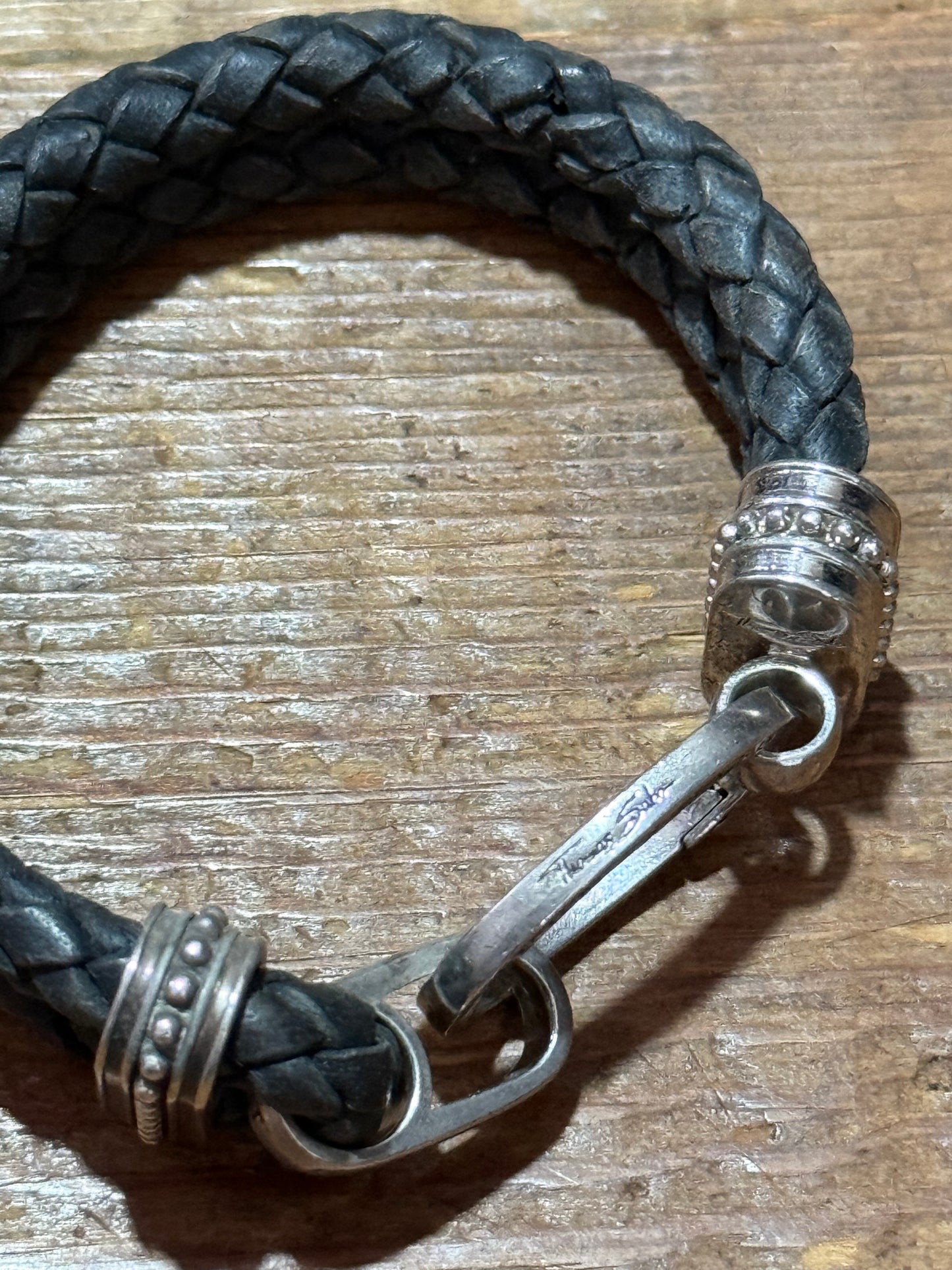 Thomas Sabo Braided Leather Bracelet Black Silver Clasp