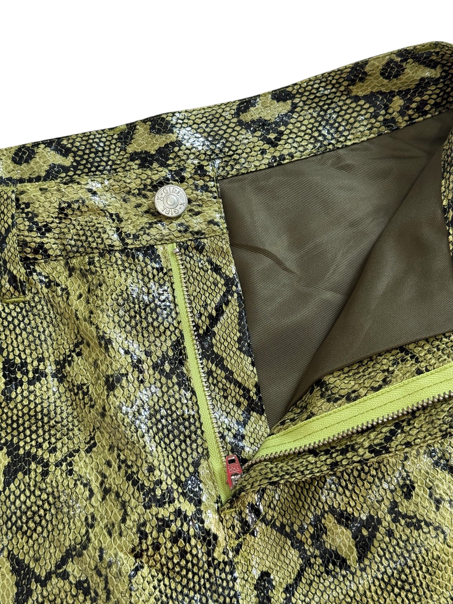 X-girl Textured Faux Snake Skin Flare Pants Y2K Japan