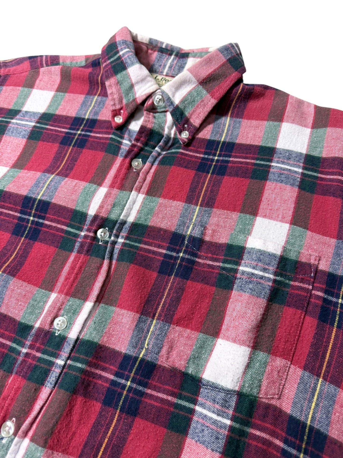 Vintage 1980s LL Bean Plaid Flannel Shirt Made in USA Button Down