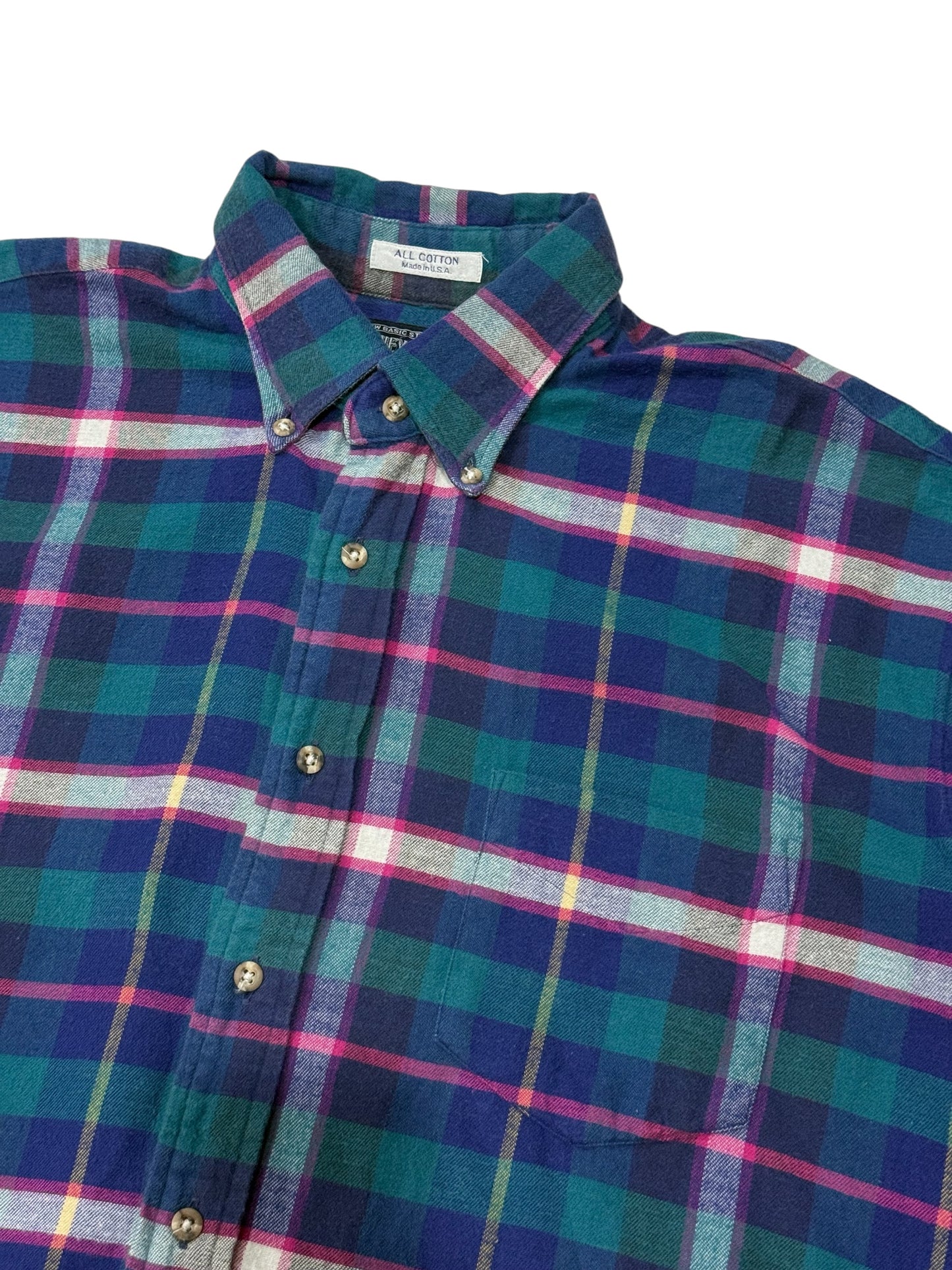 Vintage 1990s Kearney House Plaid Flannel Shirt Made in USA