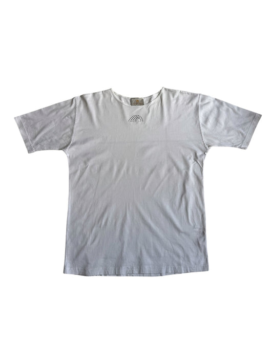 Vintage Aigner Sport White Rhinestone Logo Tshirt Made in Italy