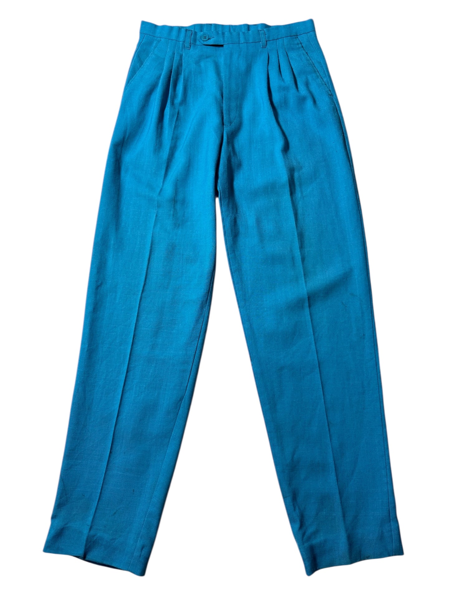 Vintage Cotler Pleated Trousers Teal Blue Classic American Slacks