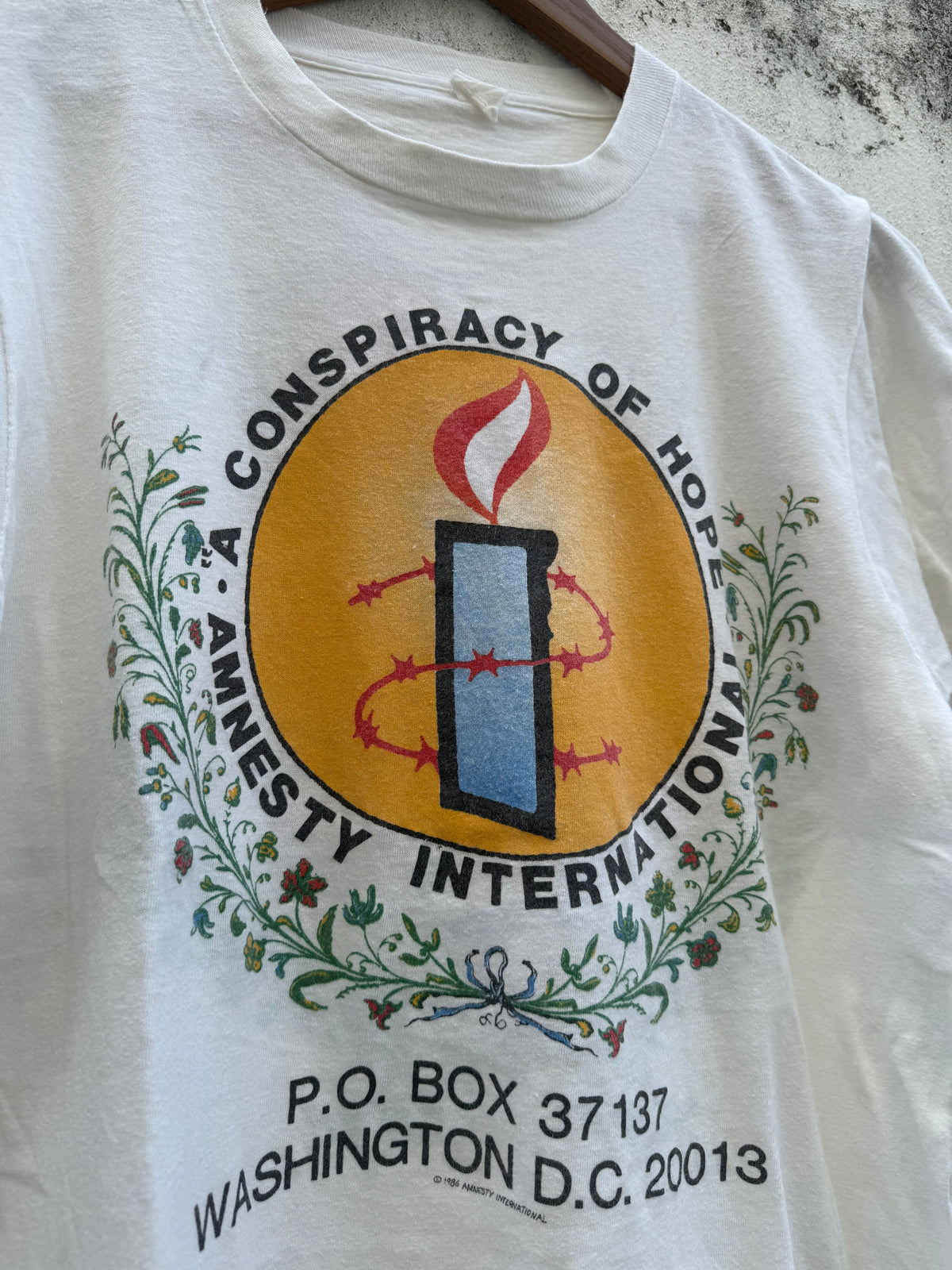 Vintage 1986 Amnesty International A Conspiracy Of Hope Concert Tour Tshirt