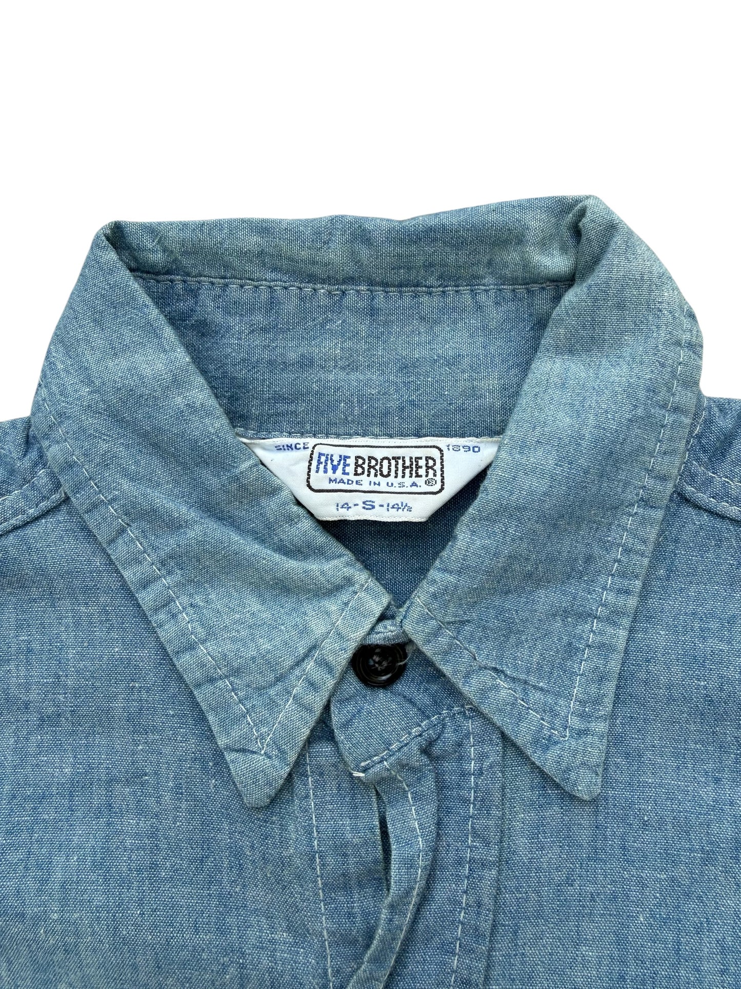 Vintage 1980s Five Brother Chambray Work Shirt