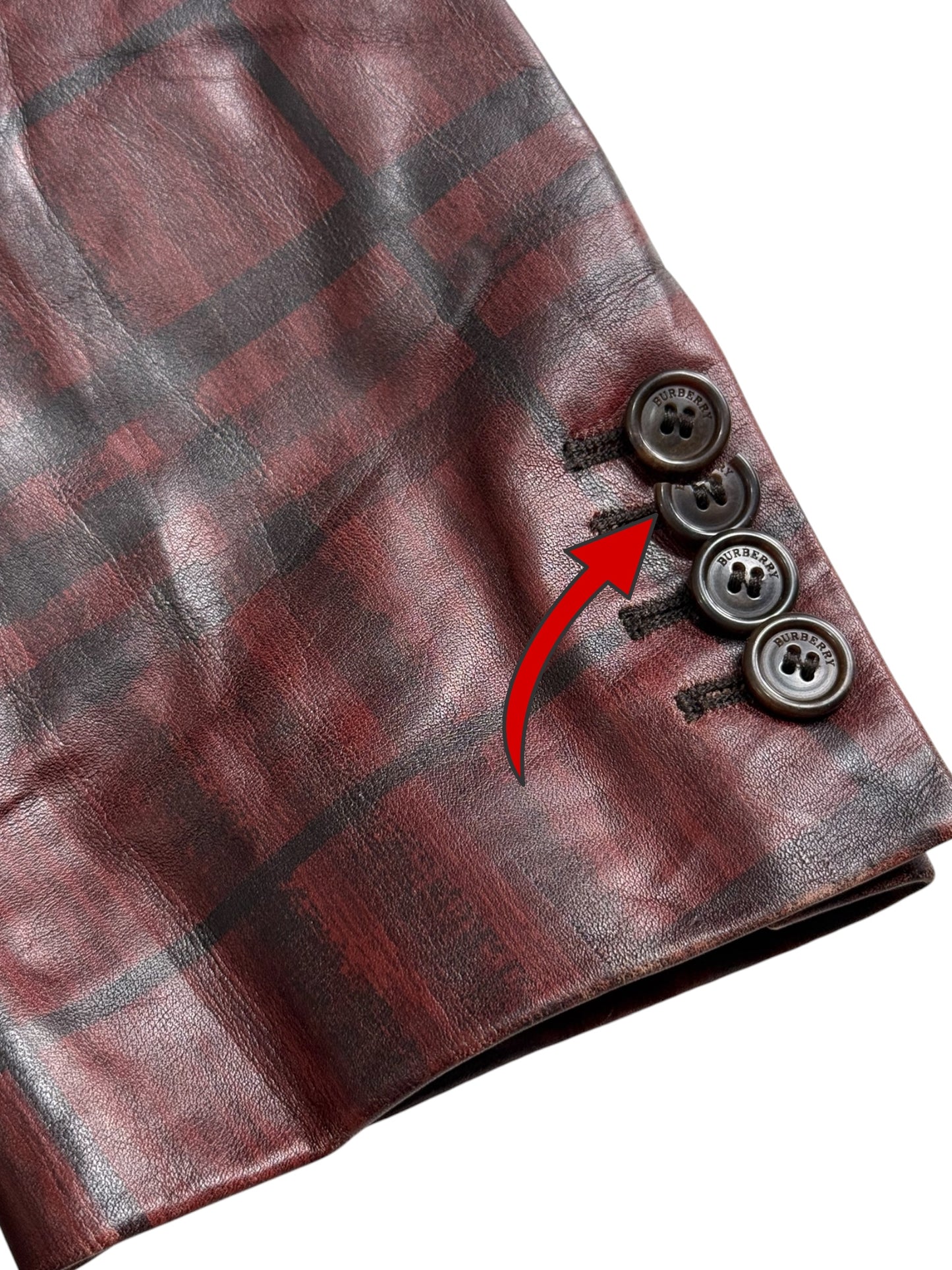 Burberry Leather Plaid Nova Check Blazer Jacket Made In Italy